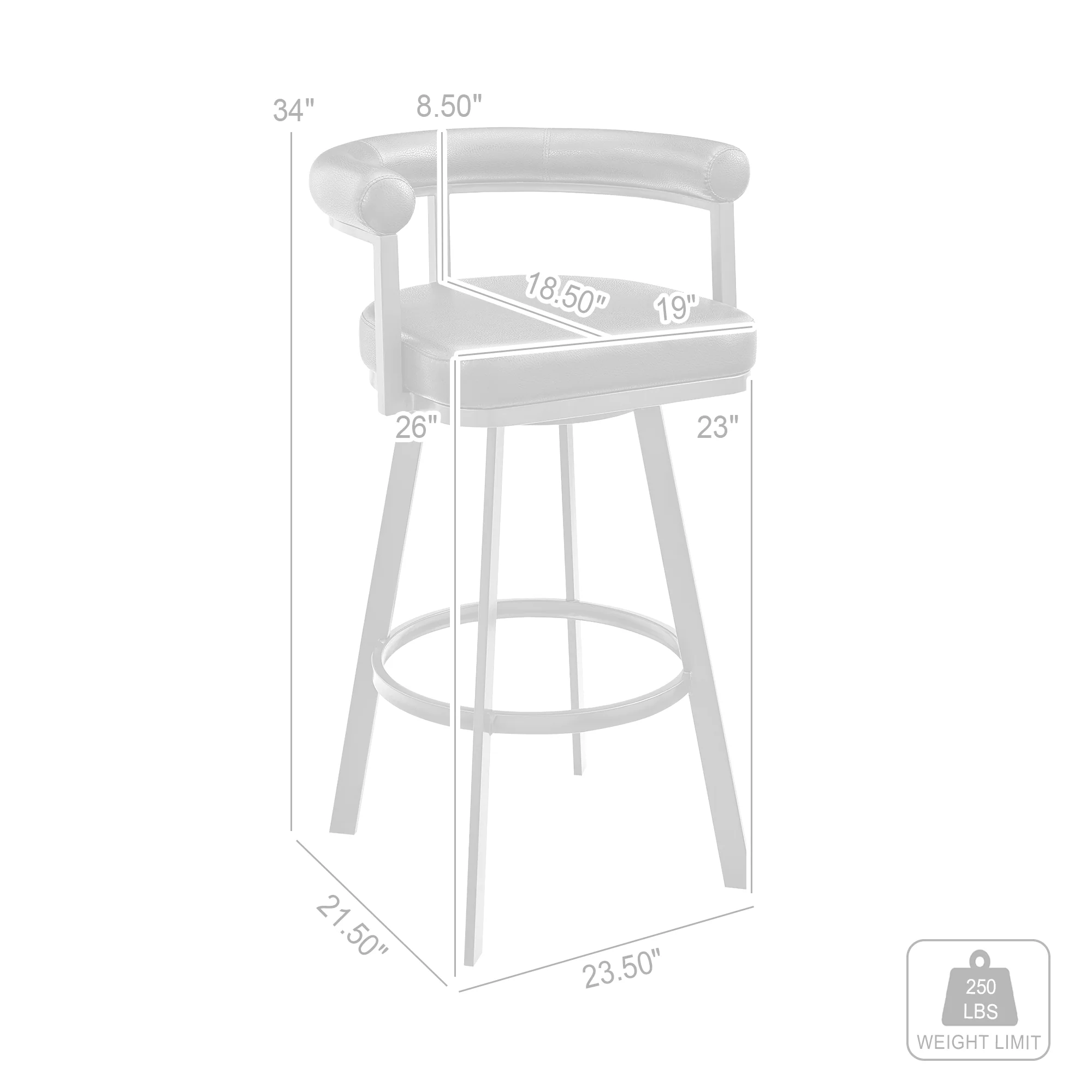 Magnolia 26" Swivel Counter Stool in Black Metal with Brown Faux Leather By Armen Living - Image 17