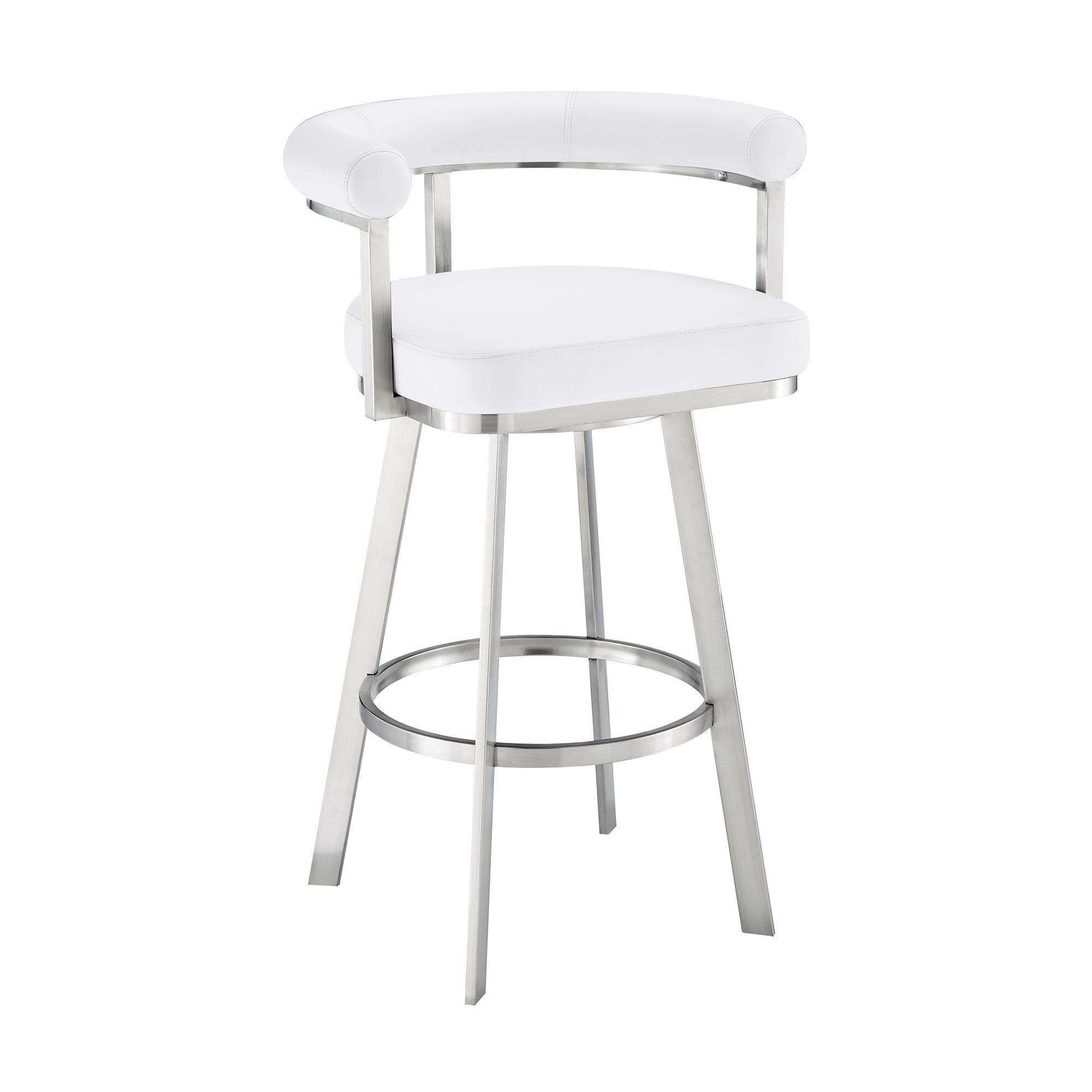 Magnolia 26" Swivel Counter Stool in Black Metal with Brown Faux Leather By Armen Living - Image 29