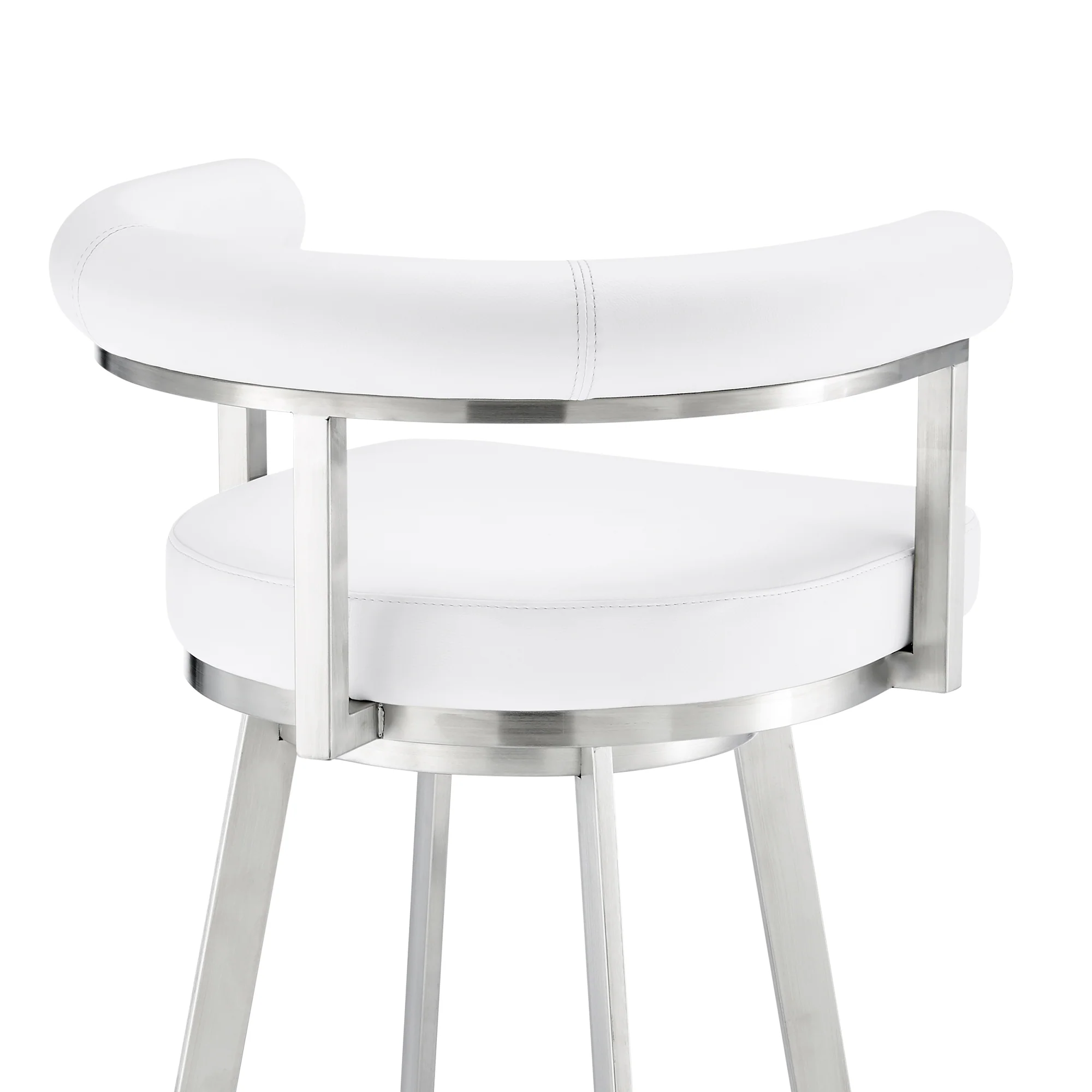 Magnolia 26" Swivel Counter Stool in Black Metal with Brown Faux Leather By Armen Living - Image 36