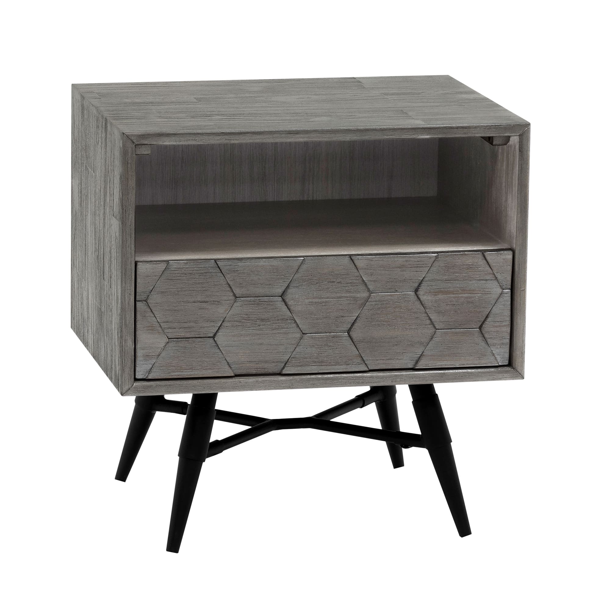 Makena 3 Piece Queen Bedroom Set in Grey Acacia Wood By Armen Living - Image 6