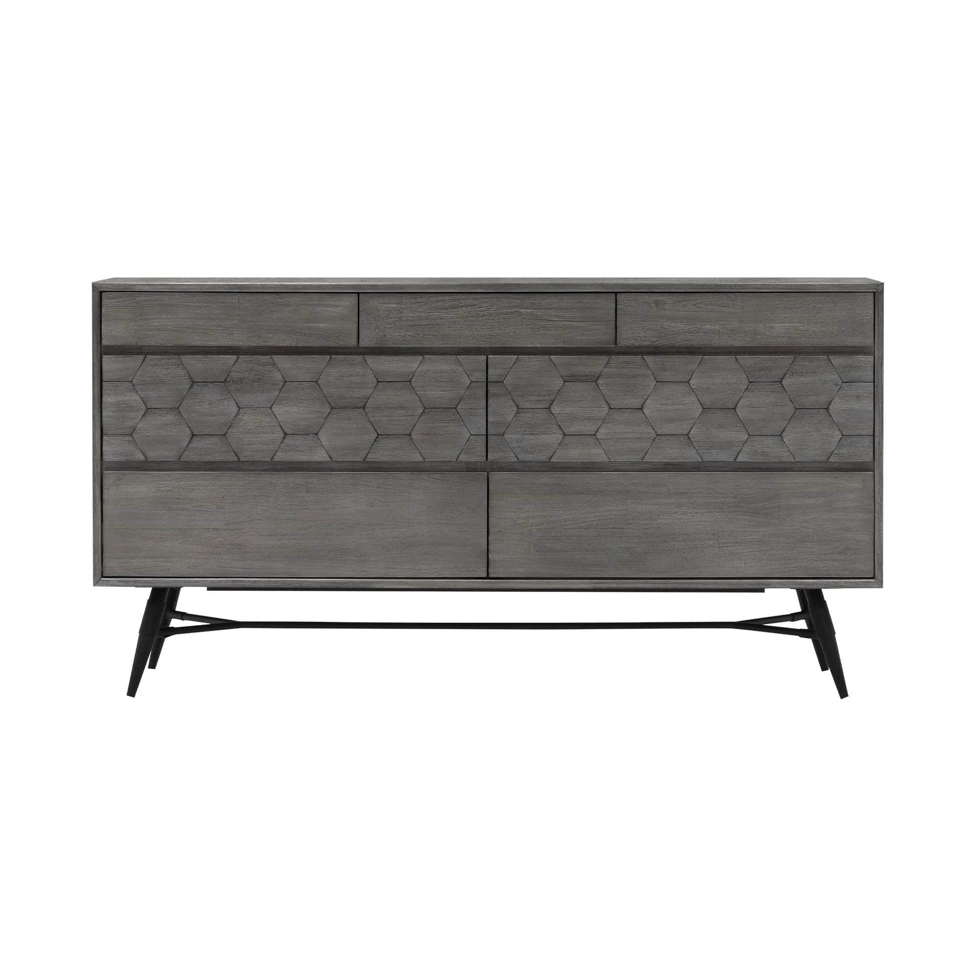 Makena 4 Piece Queen Bedroom Set in Grey Acacia Wood By Armen Living - Image 5