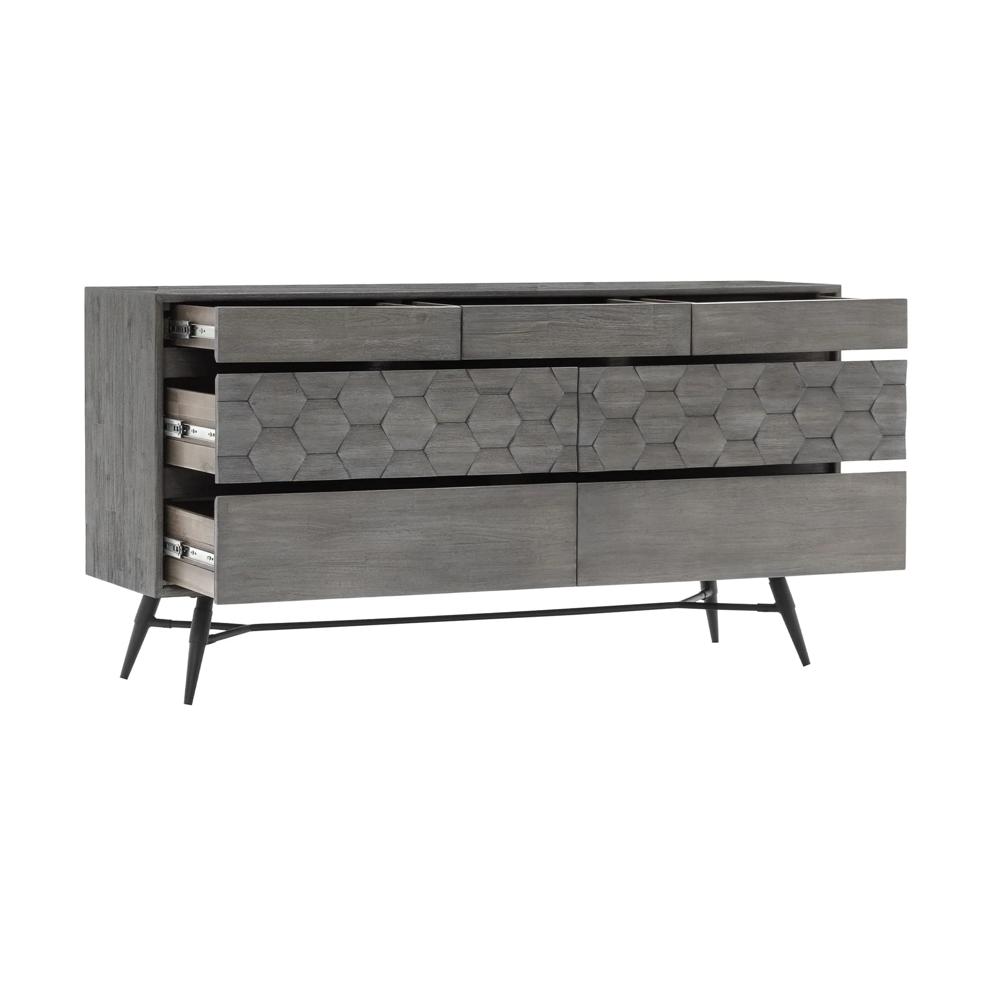 Makena 4 Piece Queen Bedroom Set in Grey Acacia Wood By Armen Living - Image 6