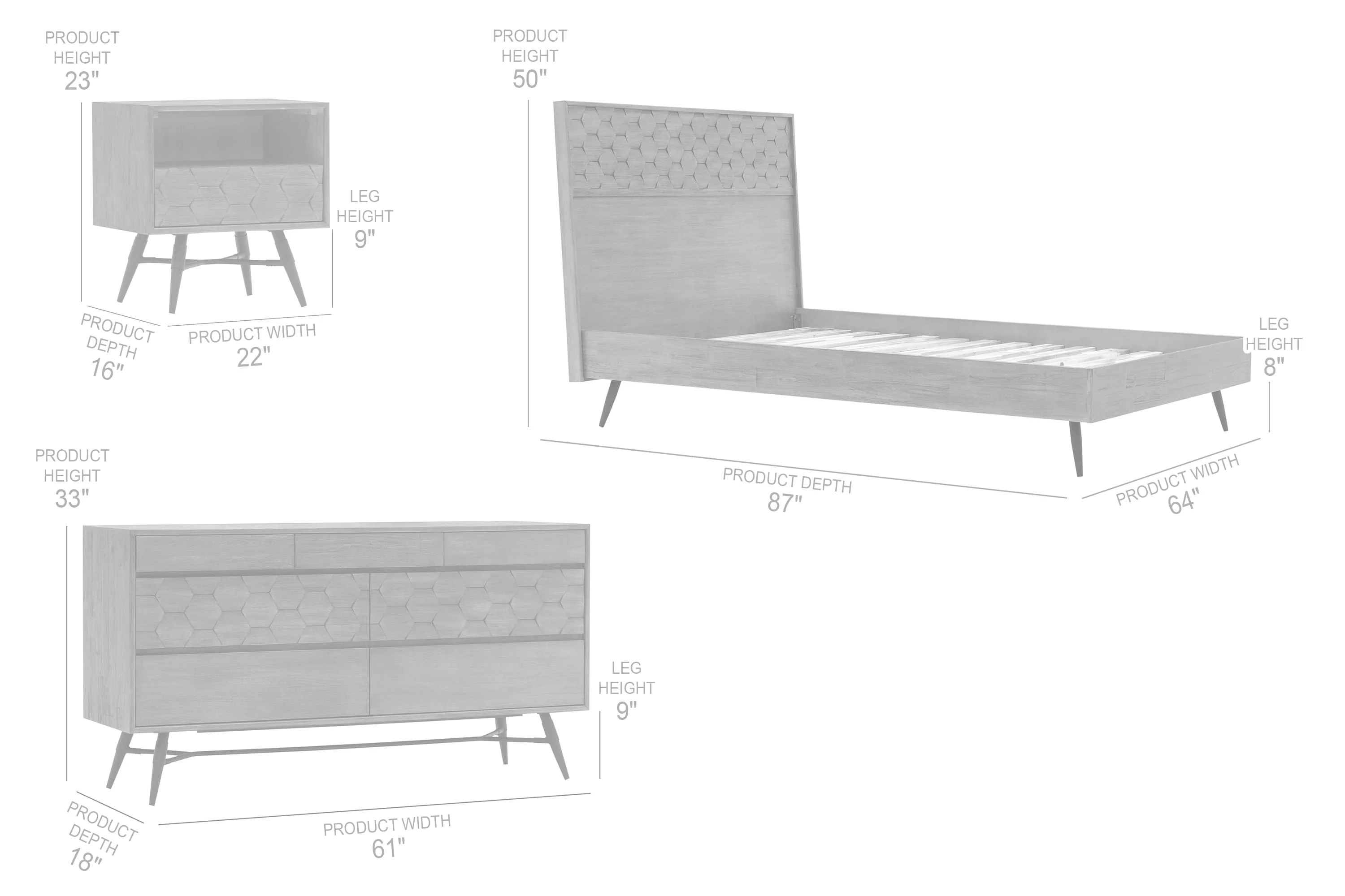 Makena 4 Piece Queen Bedroom Set in Grey Acacia Wood By Armen Living - Image 9