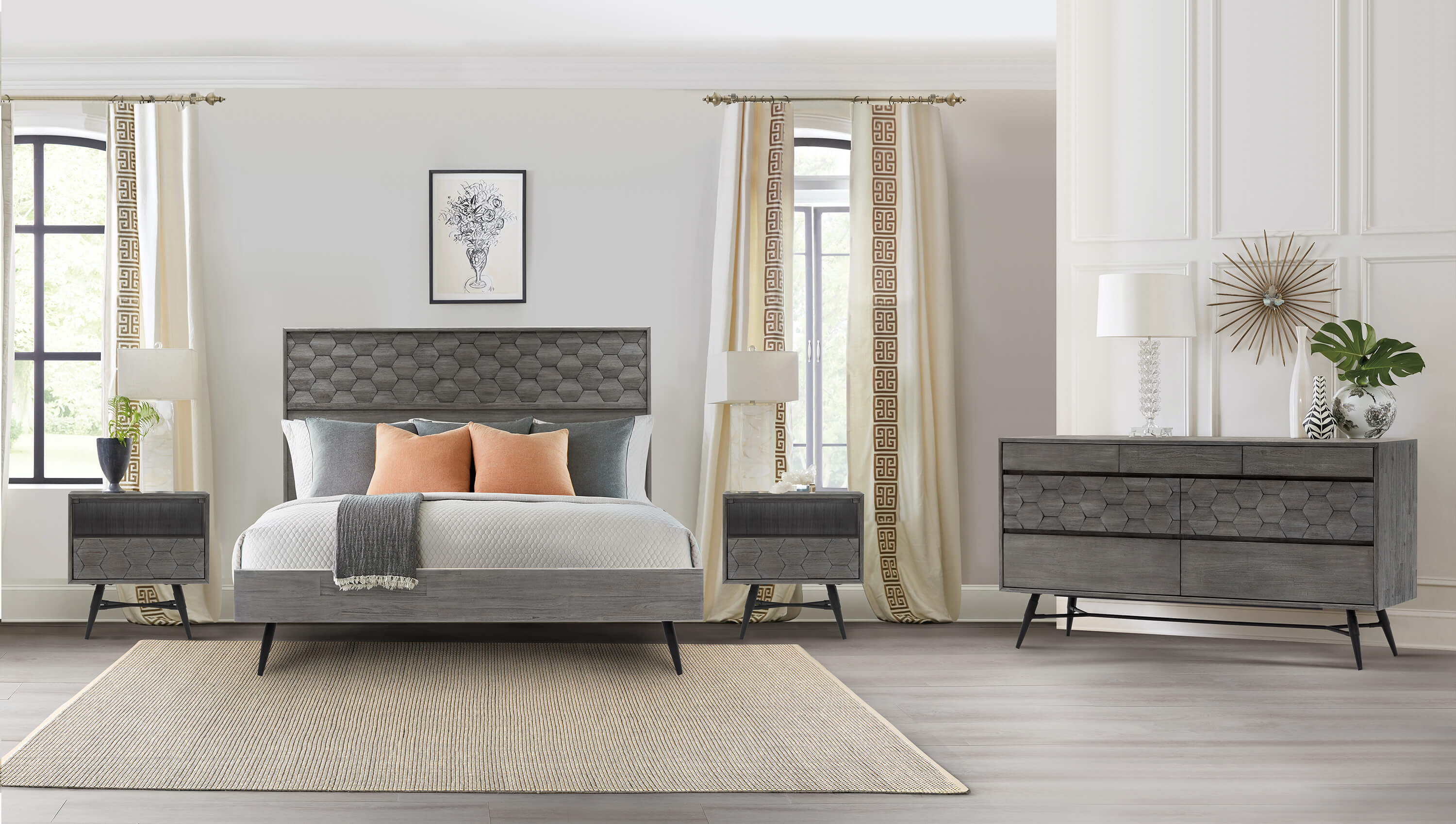 Makena 6 Drawer Dresser in Grey Acacia Wood By Armen Living - Image 3