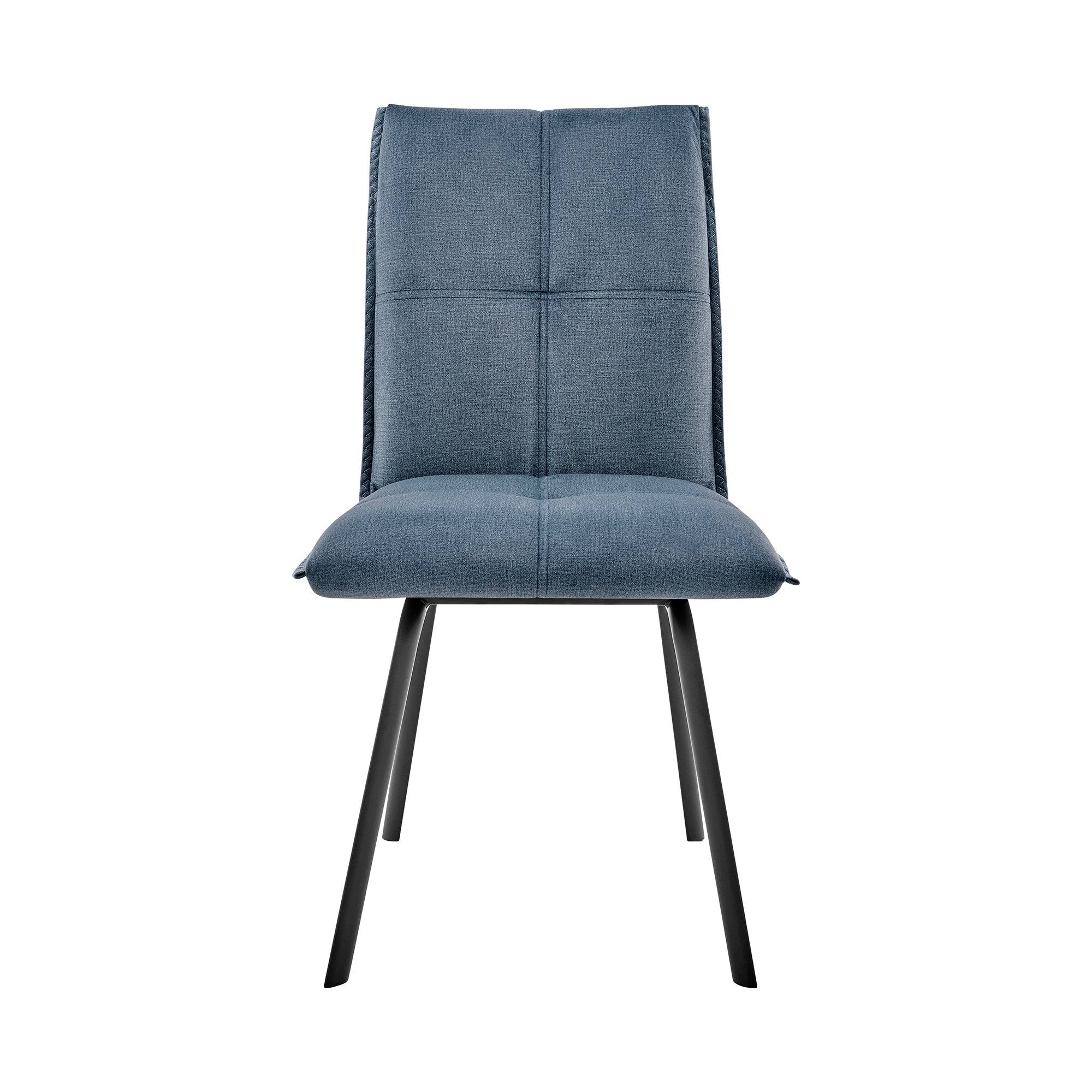 Margot and Rylee 7 Piece Modern Rectangular Dining Set in Black Melamine Wood and Blue Fabric By Armen Living - Image 3