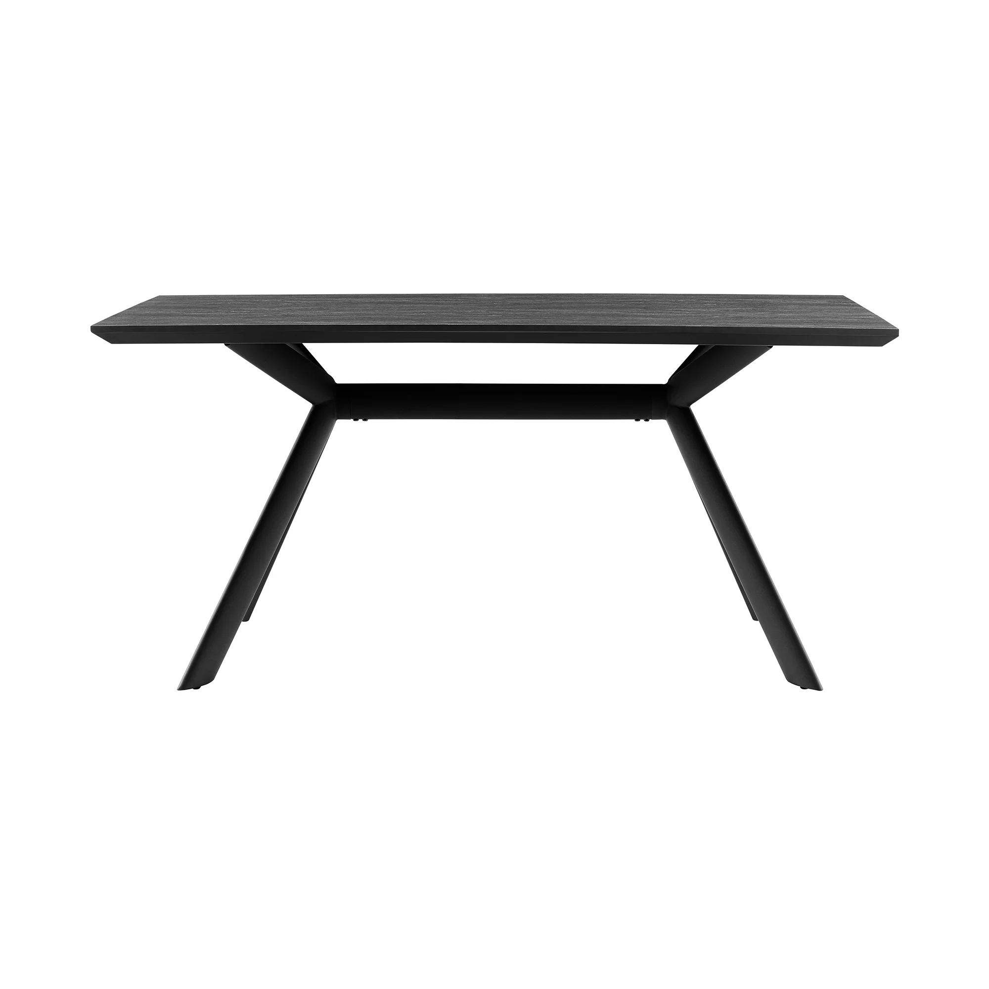 Margot and Rylee 7 Piece Modern Rectangular Dining Set in Black Melamine Wood and Blue Fabric By Armen Living - Image 5