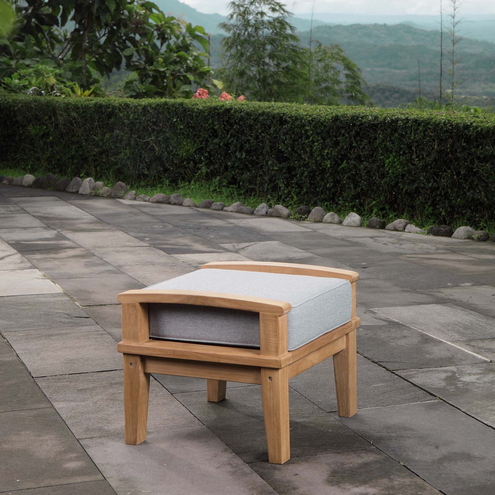 Marina Outdoor Patio Teak Ottoman By Modway - EEI-1152