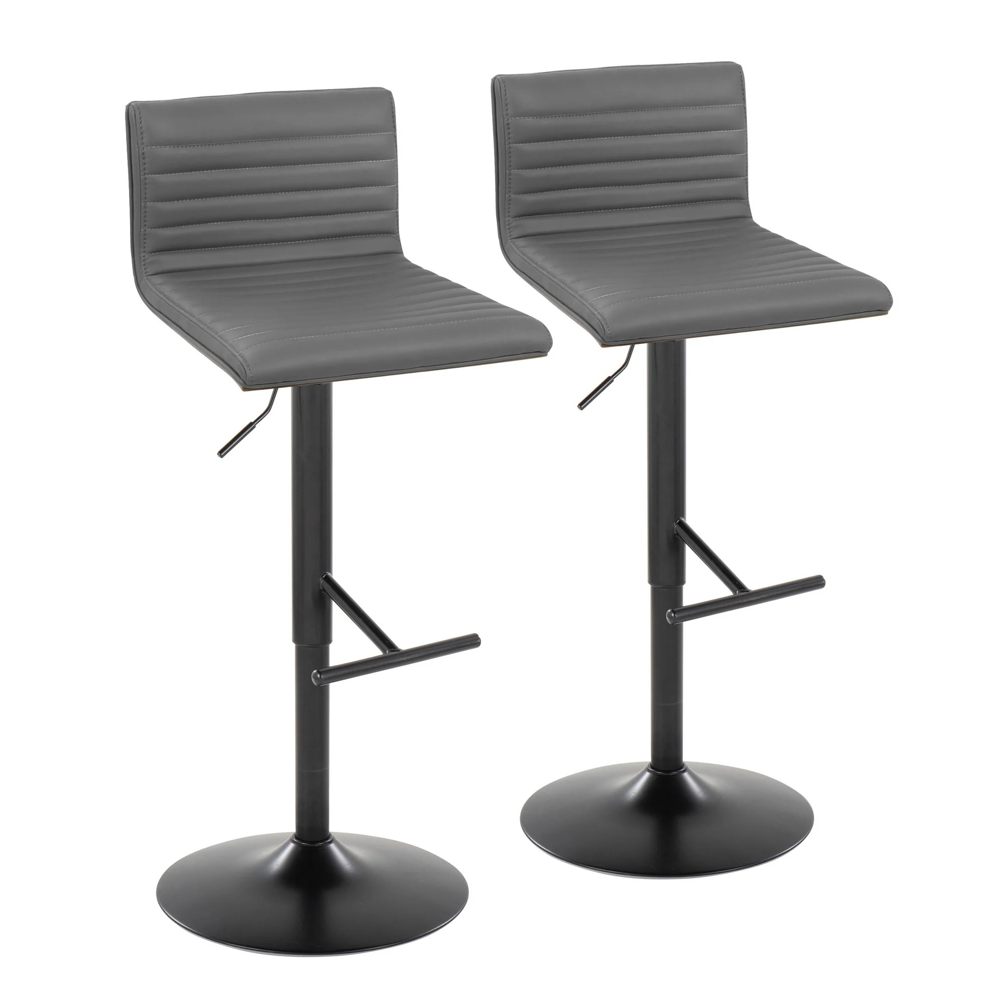 Mason Adjustable Barstool - Set of 2 Gray By LumiSource - BS-MASONPU-STRT2 BKWLGY2