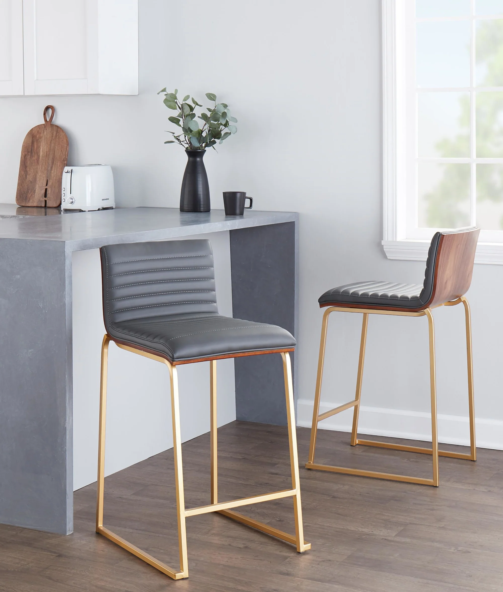 Mason Mara 26" Fixed-Height Counter Stool - Set of 2 Gray By LumiSource