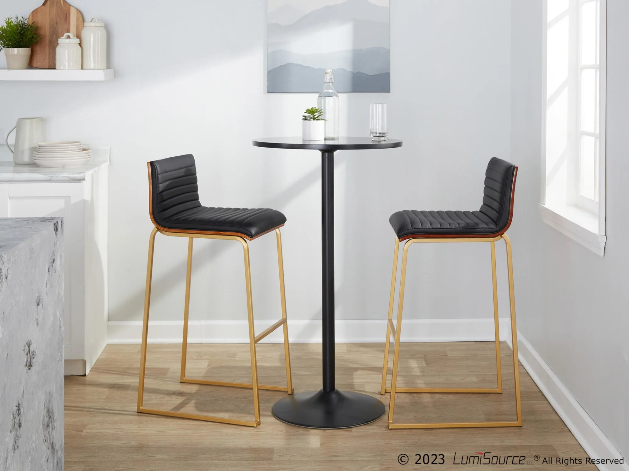 Mason Mara 30" Fixed-Height Barstool - Set of 2 By LumiSource - B30-MASONPU-MARA1 AUWLBK2
