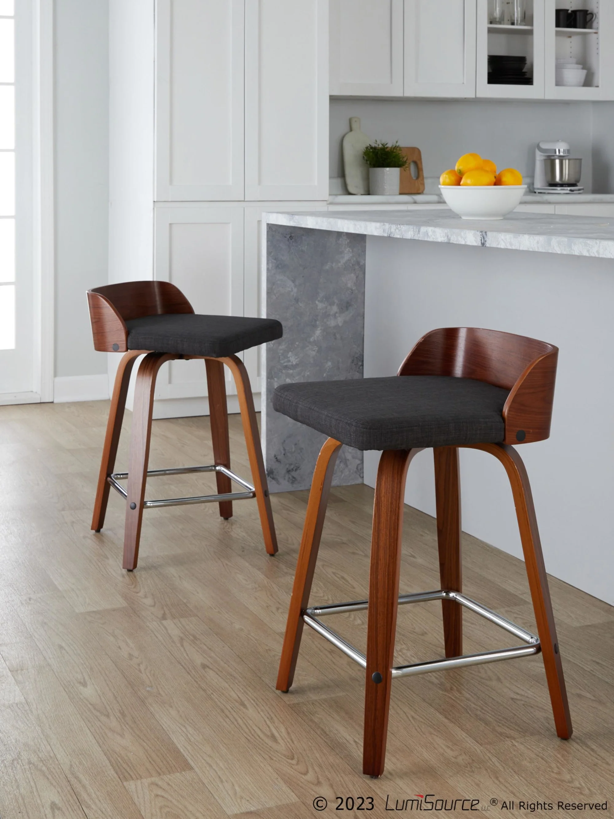 Maya 24" Fixed-Height Counter Stool - Set of 2 By LumiSource - B24-MAYAFB-GRTZS2 WLWLCHAR2