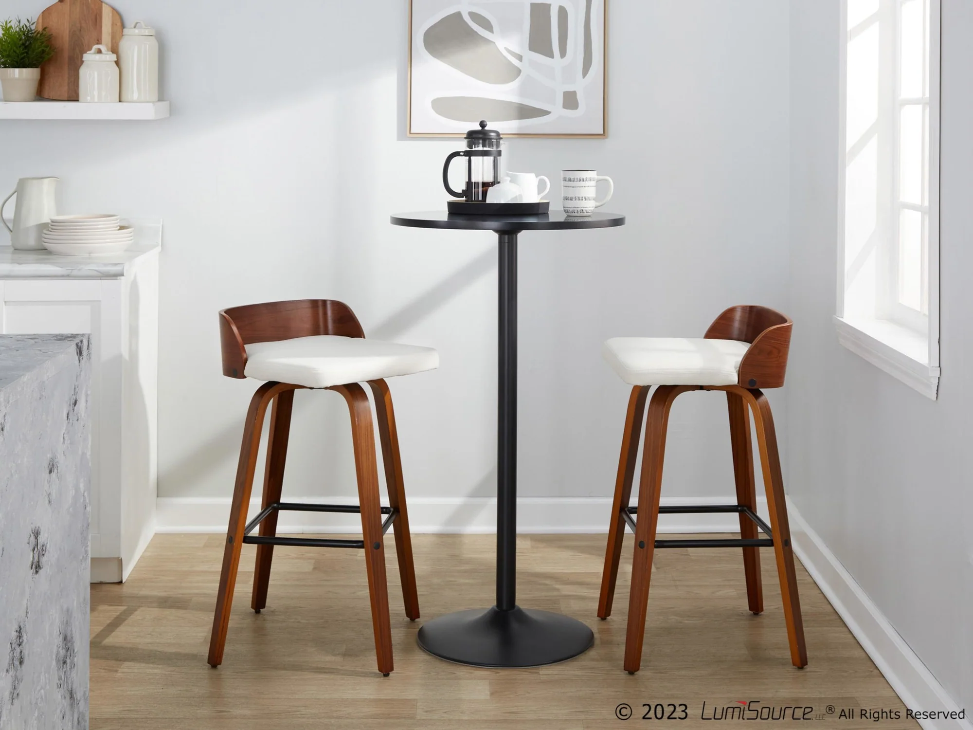 Maya 30" Fixed-Height Barstool - Set of 2 By LumiSource - B30-MAYAFB-GRTZX2 WLWLCHAR2
