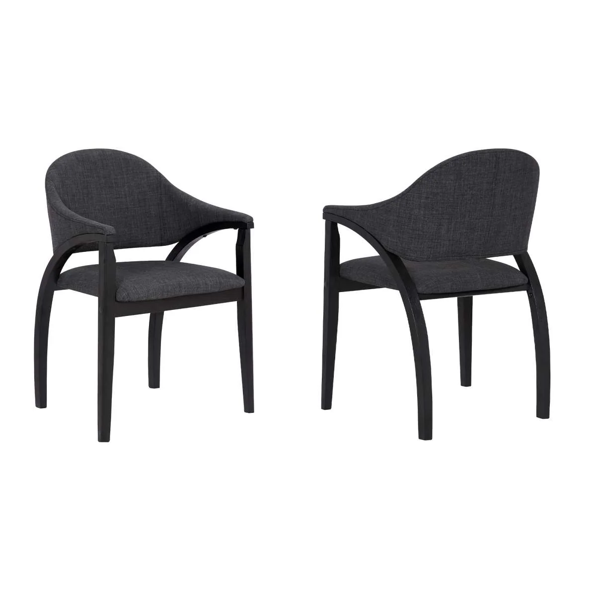 Meadow Contemporary Dining Chair in Black Brush Wood Finish and Charcoal Fabric - Set of 2 By Armen Living