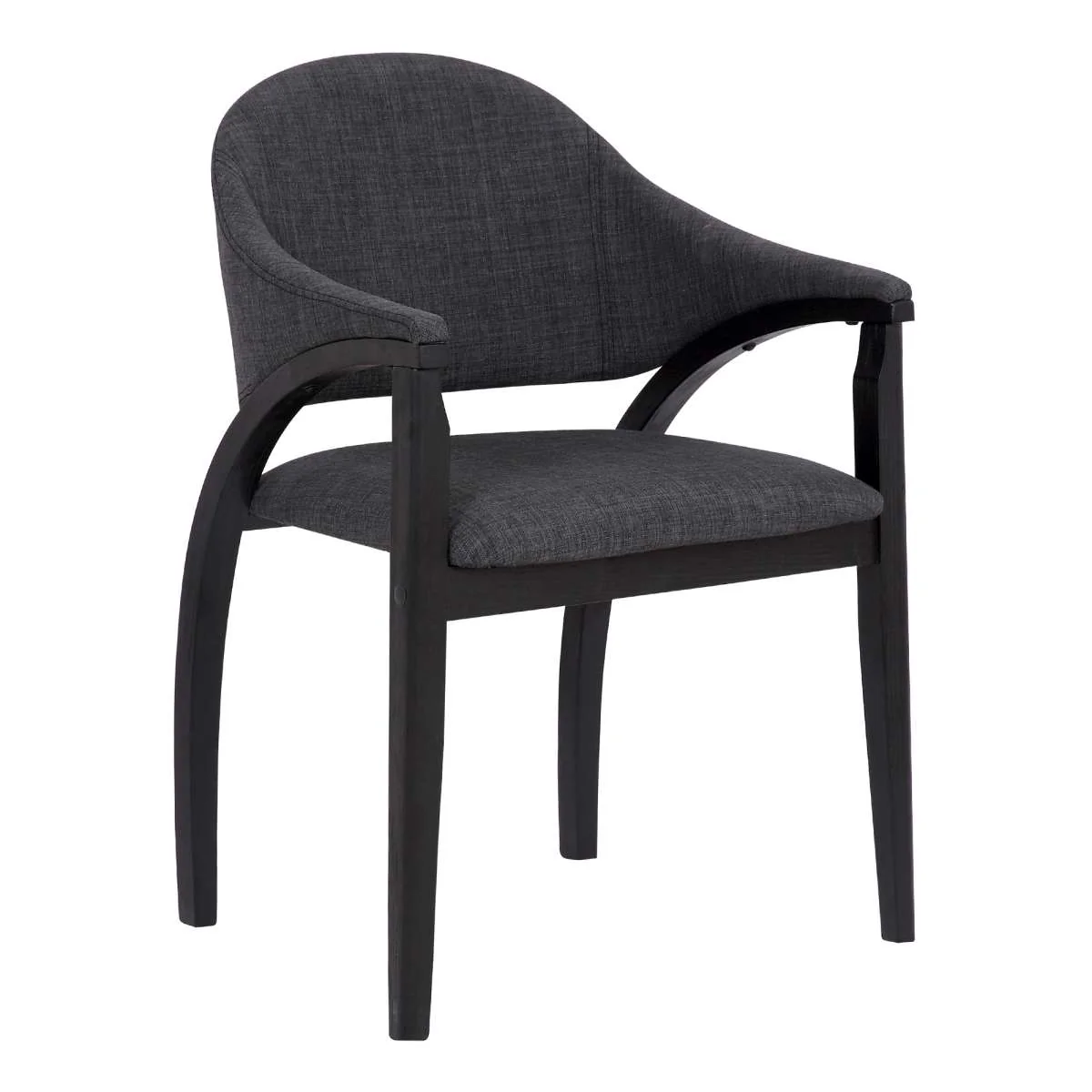 Meadow Contemporary Dining Chair in Black Brush Wood Finish and Charcoal Fabric - Set of 2 By Armen Living - Image 2