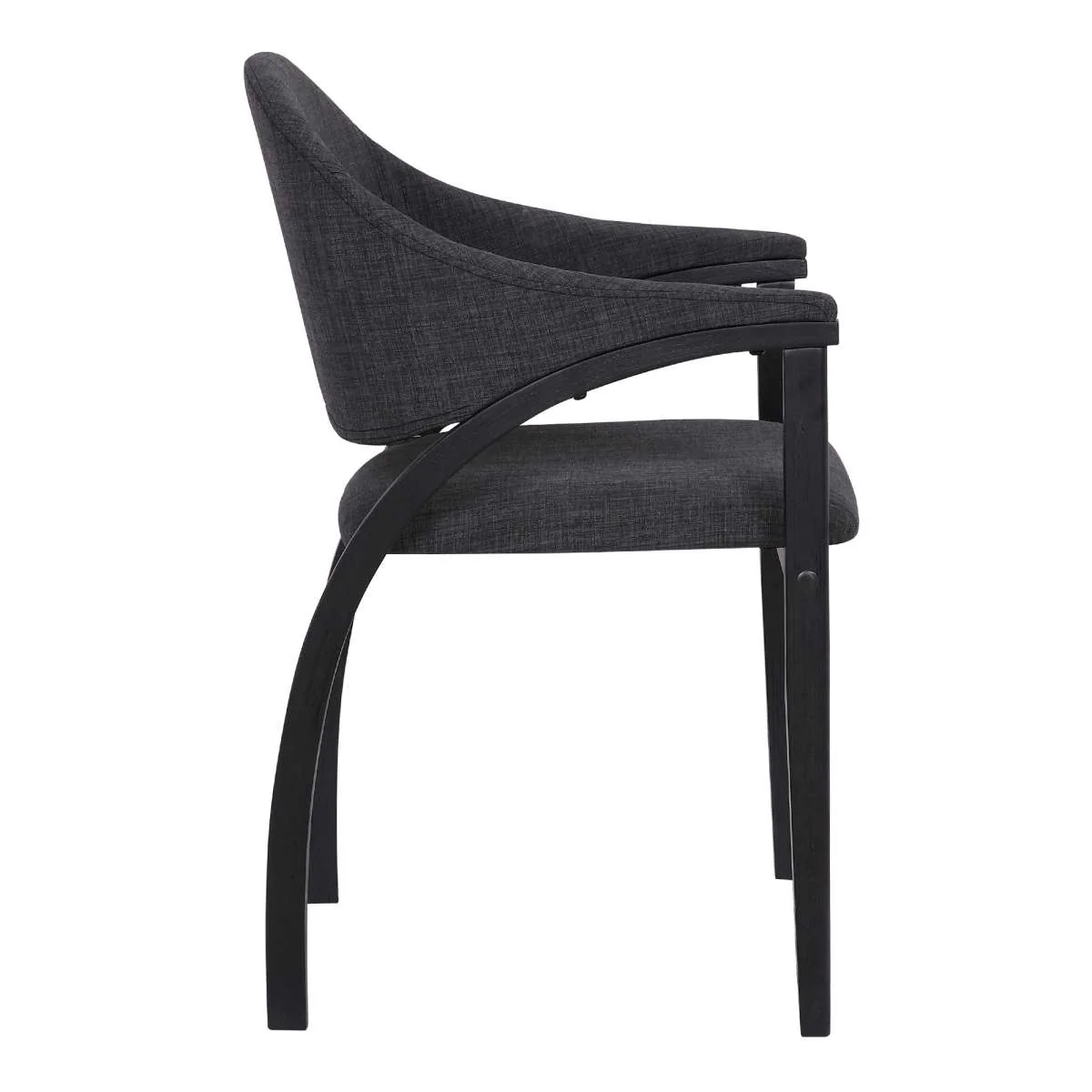 Meadow Contemporary Dining Chair in Black Brush Wood Finish and Charcoal Fabric - Set of 2 By Armen Living - Image 3