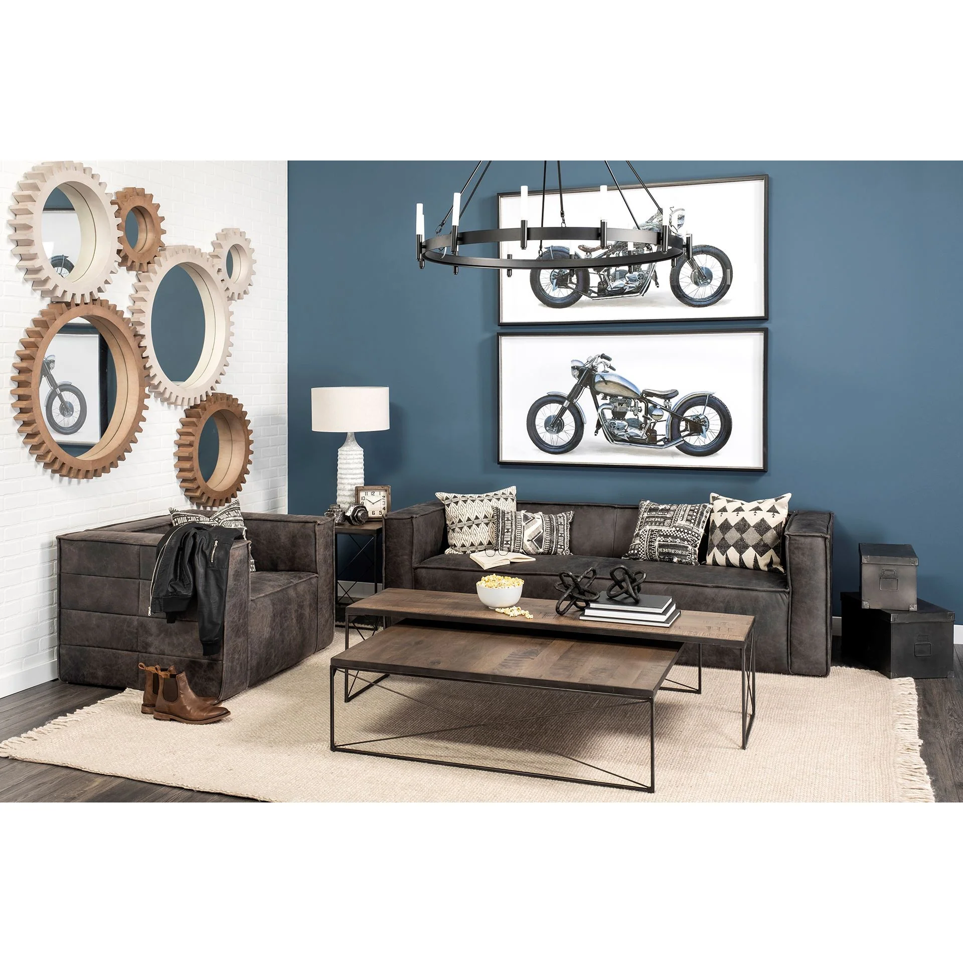 Medium Brown Wood Side Table with Square Top and Iron Cross Braced By Homeroots - Image 6