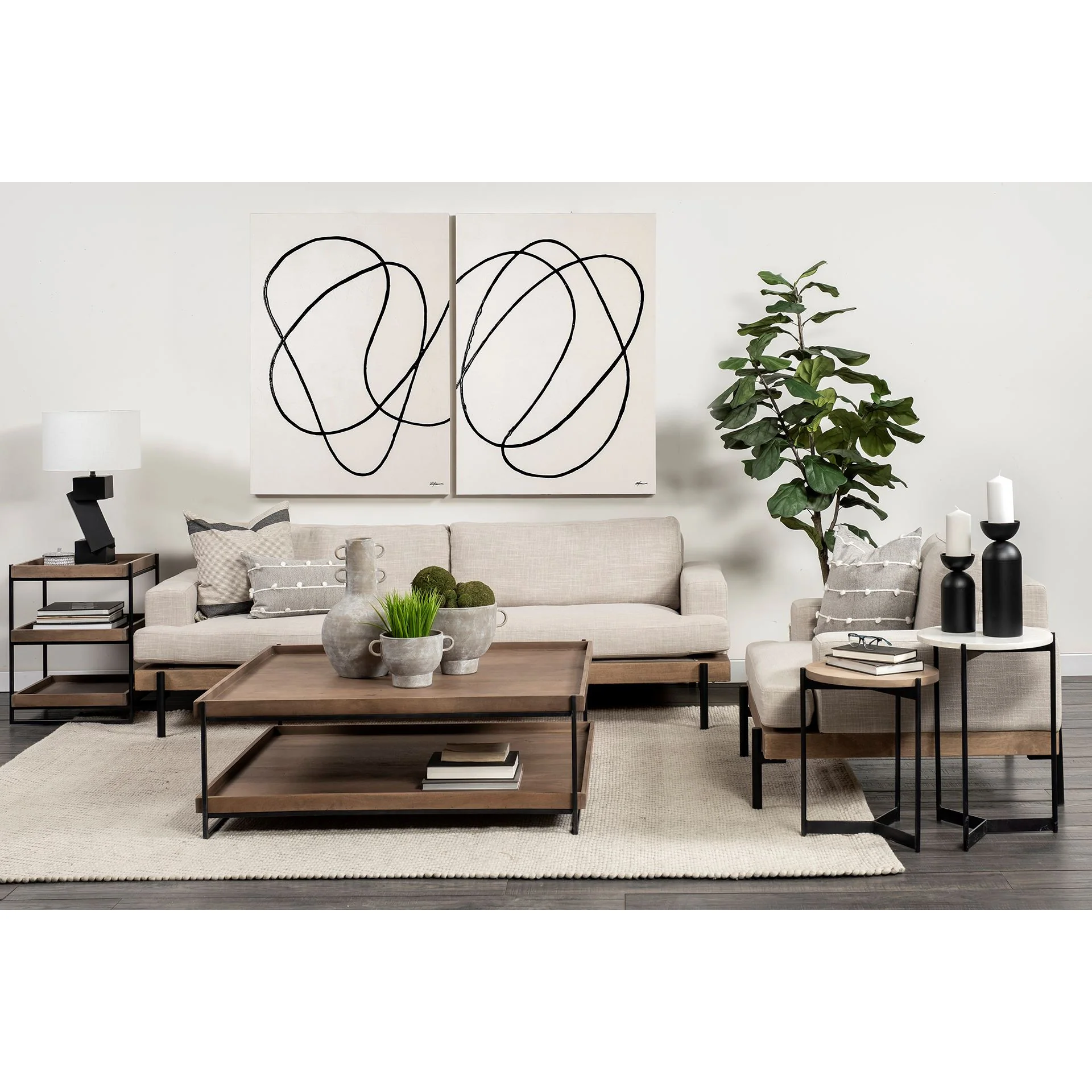 Medium Brown Wooden Square Top Side Table with Three-Tiered Black Iron Frame By Homeroots - Image 5