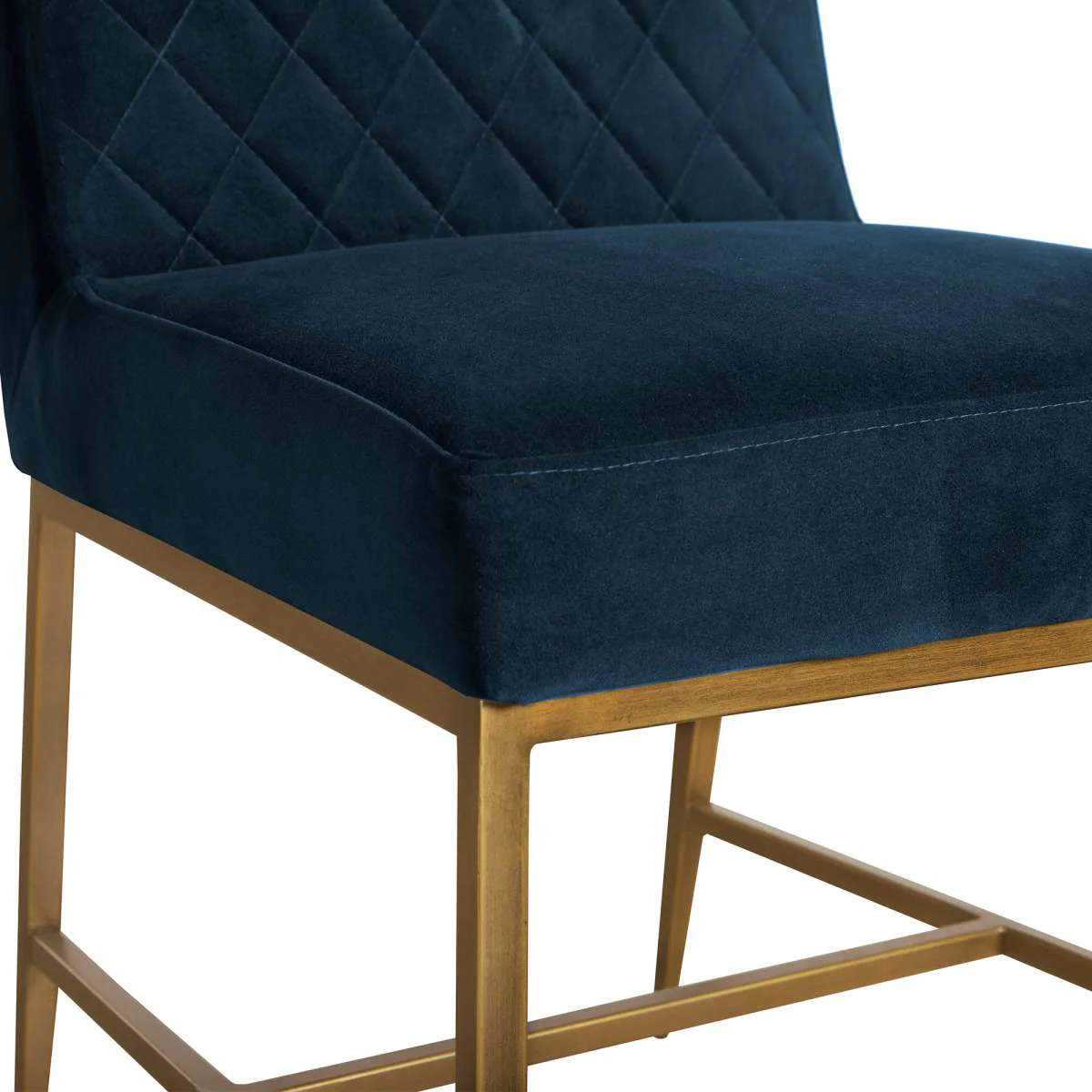Memphis Blue Velvet and Antique Brass Accent Dining Chair- Set of 2 By Armen Living - Image 4