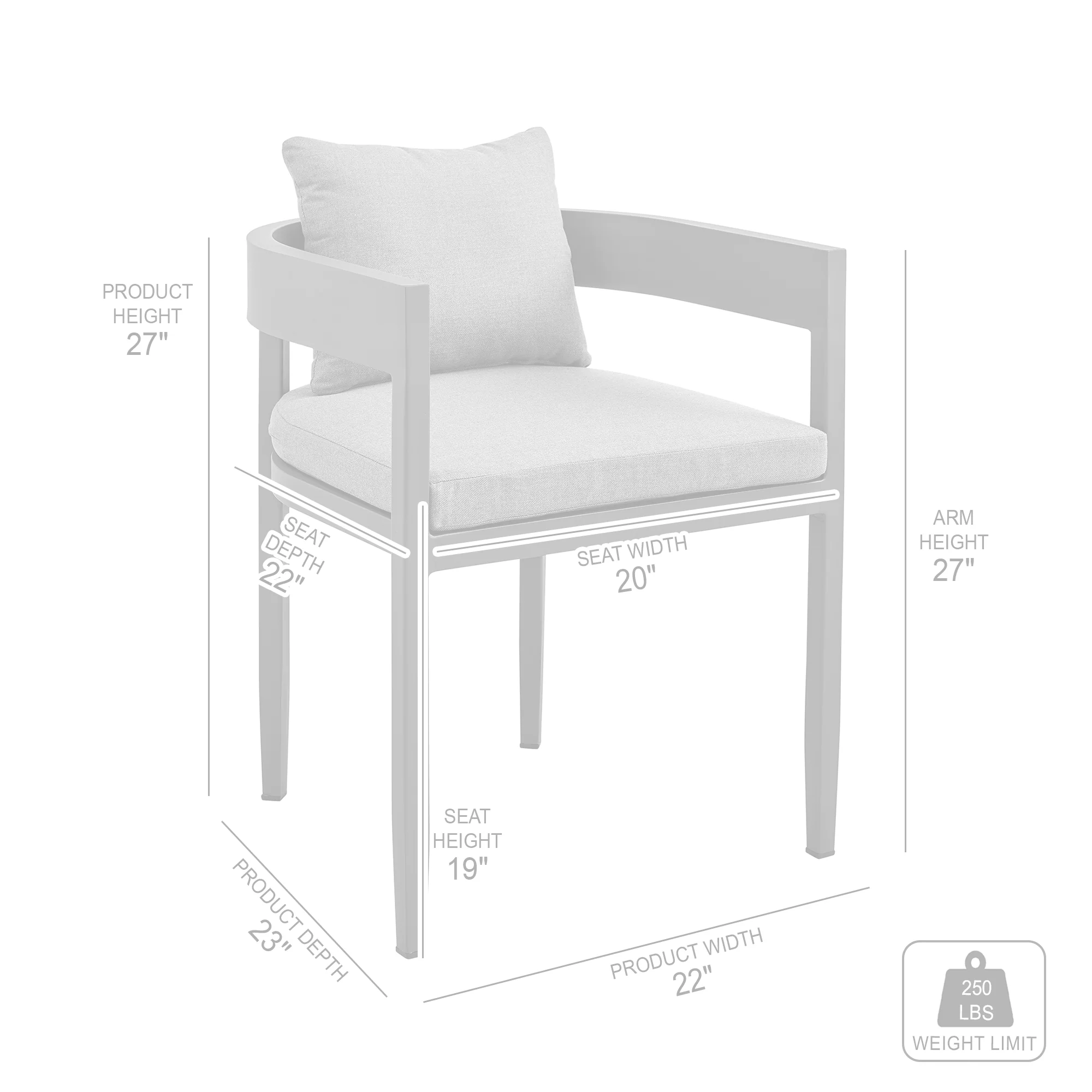 Menorca Outdoor Patio 7-Piece Dining Table Set in Aluminum with Gray Cushions By Armen Living - Image 10