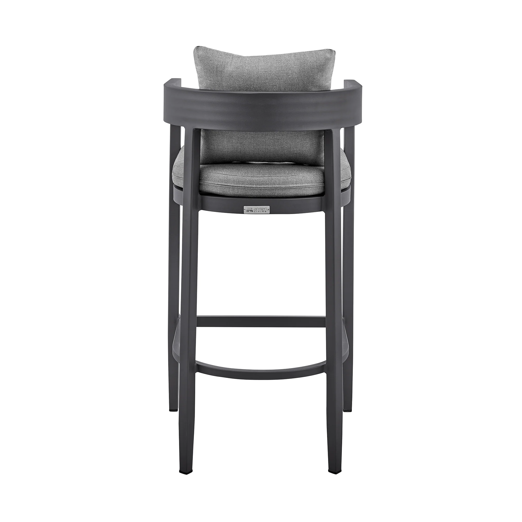 Menorca Outdoor Patio Counter Height Bar Stool in Aluminum with Gray Cushions By Armen Living - Image 7