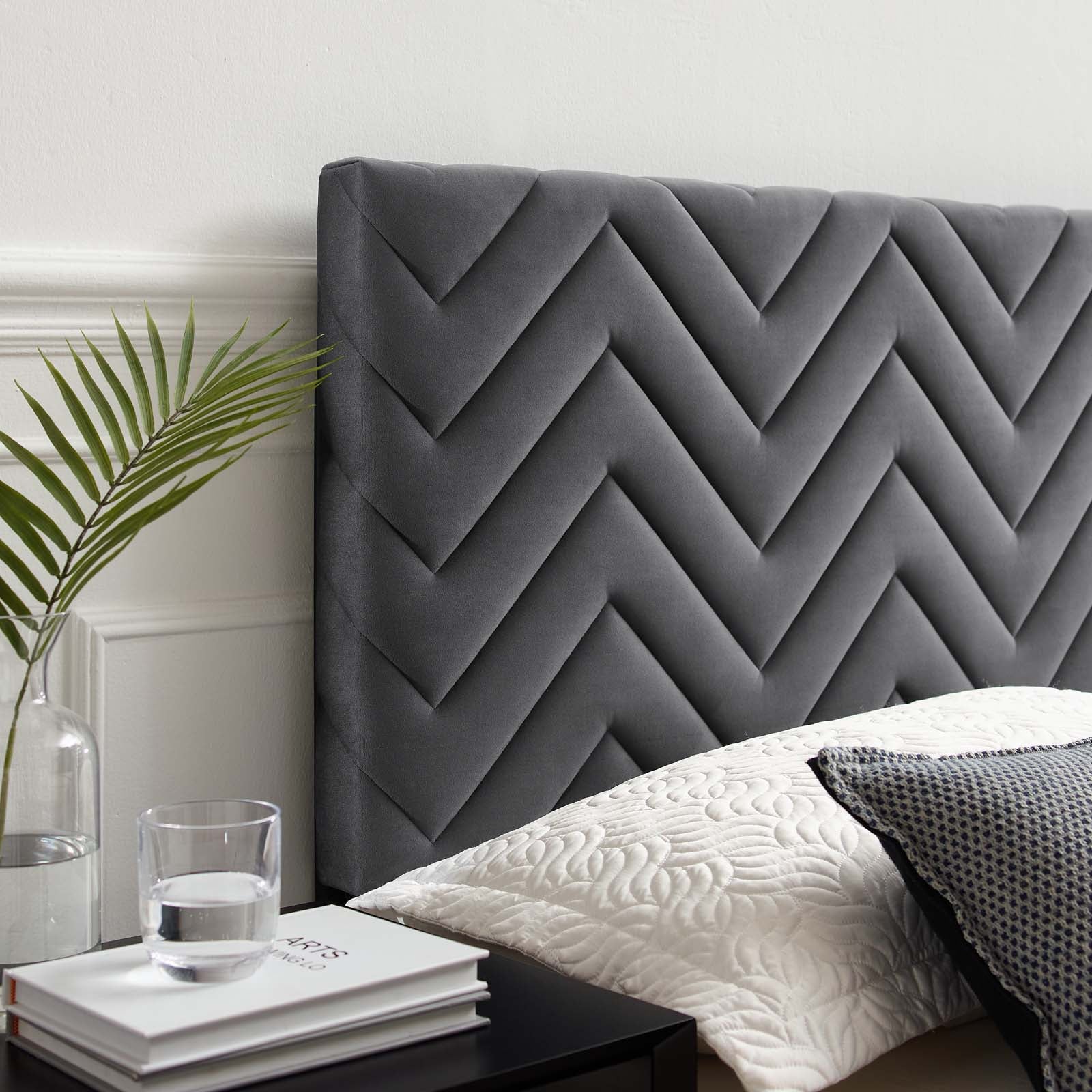 Mercy Chevron Tufted Performance Velvet Full/Queen Headboard By Modway - MOD-6659