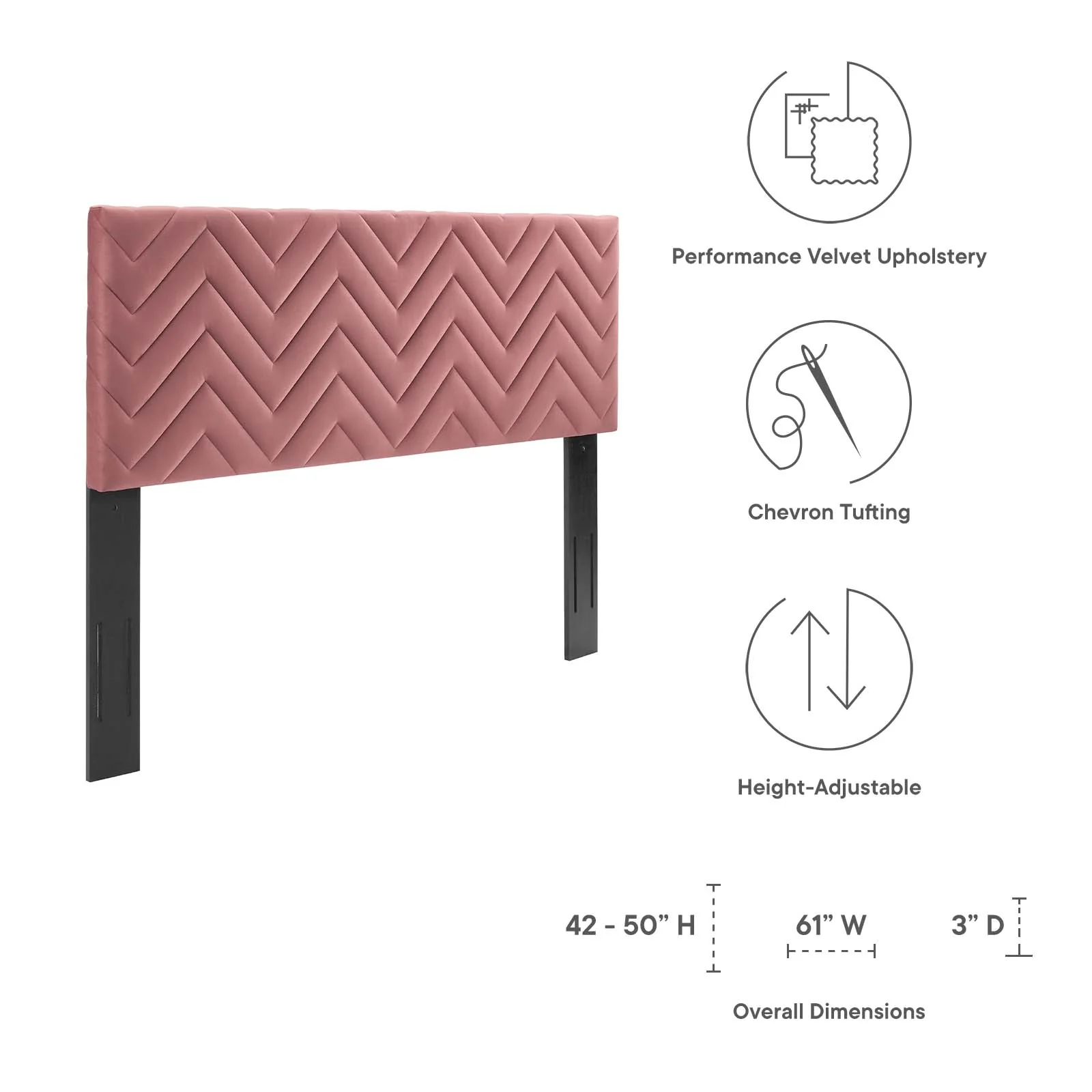 Mercy Chevron Tufted Performance Velvet Twin Headboard By Modway - MOD-6658 - Image 13
