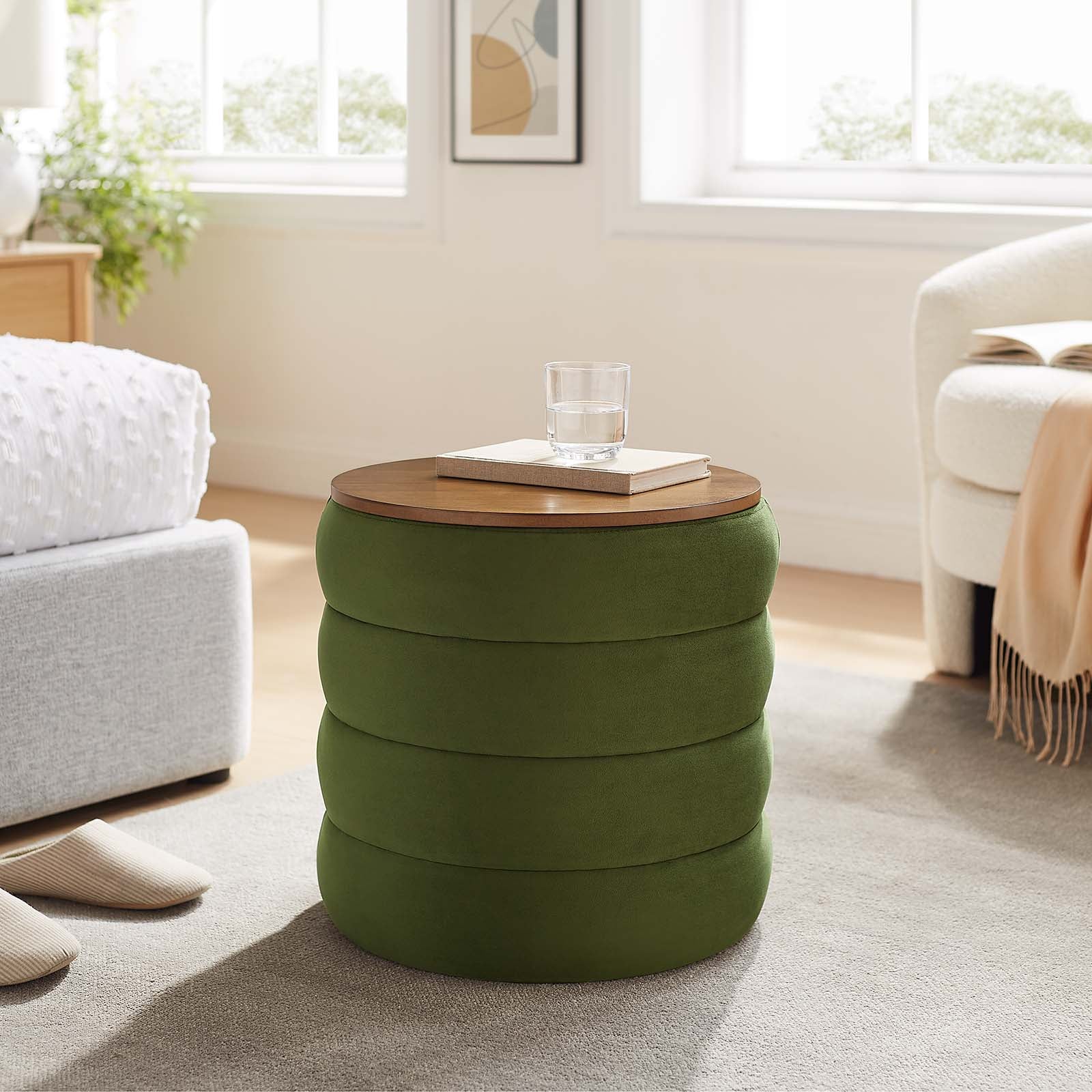 Mezzo Round Performance Velvet Storage Ottoman By Modway - EEI-6684