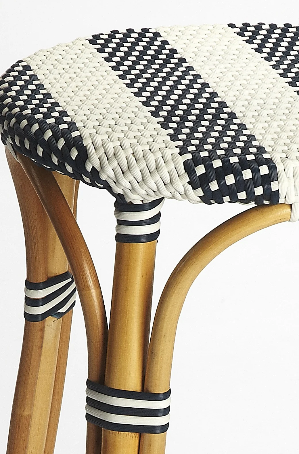 Midnight Blue And White Rattan Counter Stool By Homeroots - Image 3