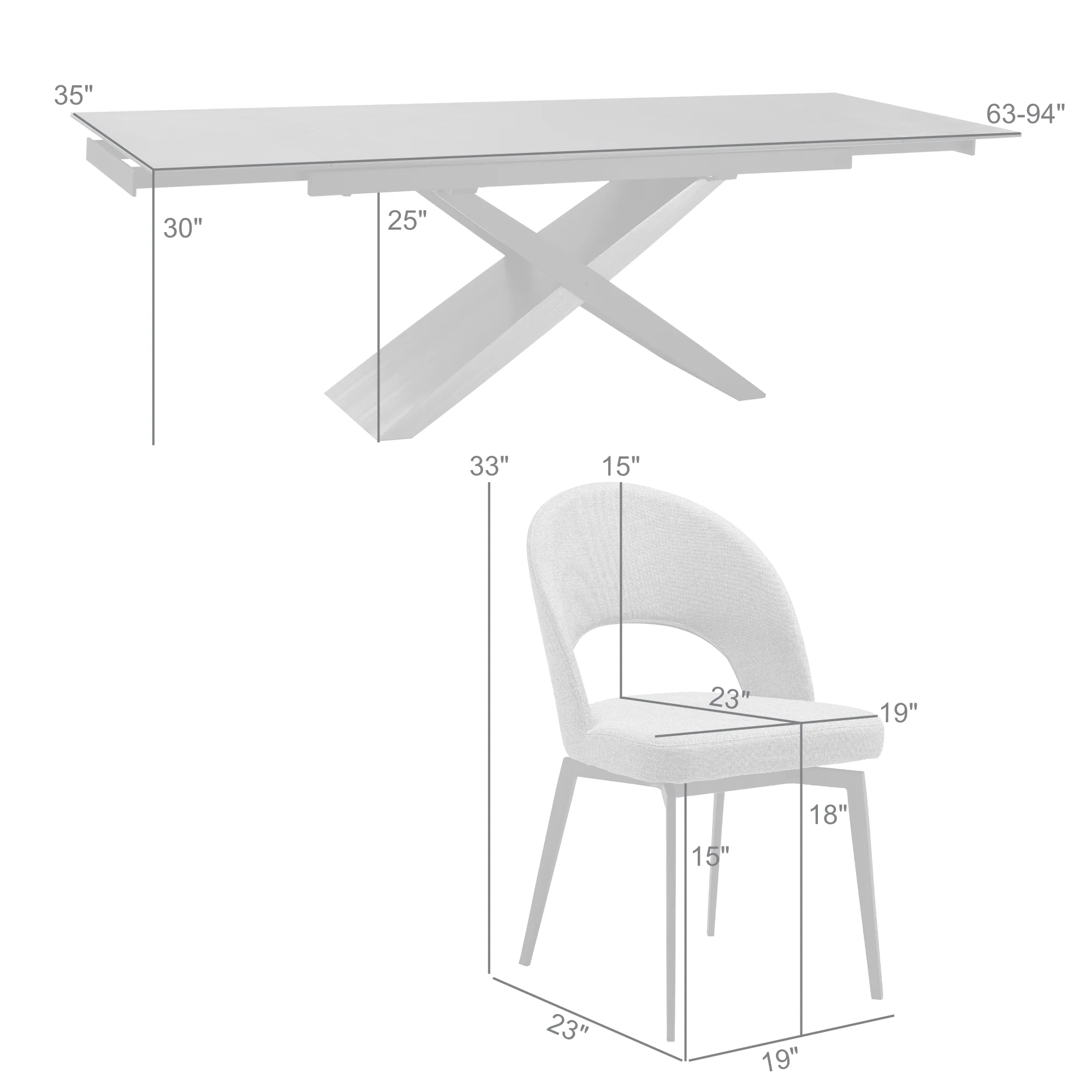 Milena Lucia 7 Piece Extendable Dining Set with Brown Fabric Chairs By Armen Living - Image 10