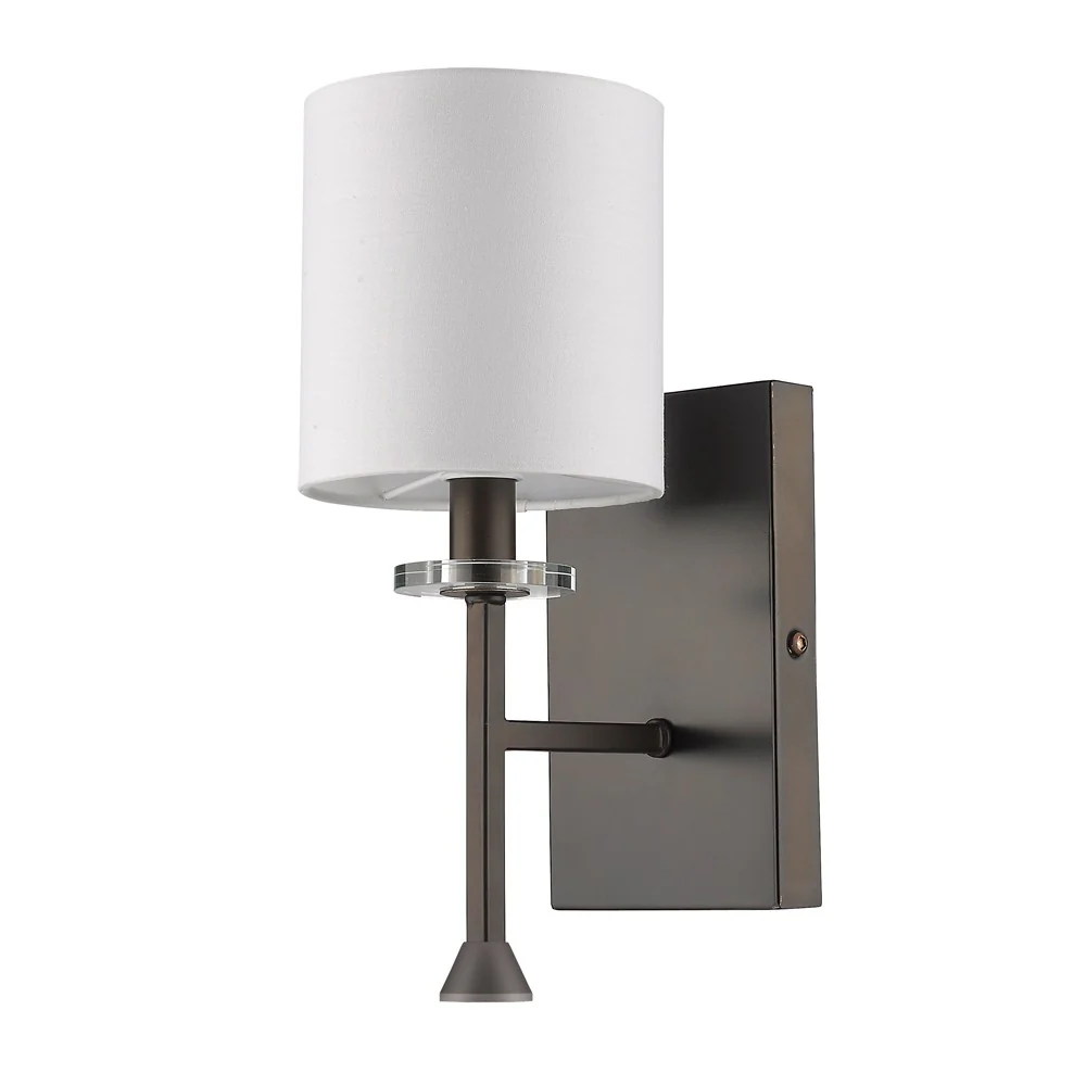 Minimalist Bronze Wall Sconce with Fabric Shade By Homeroots