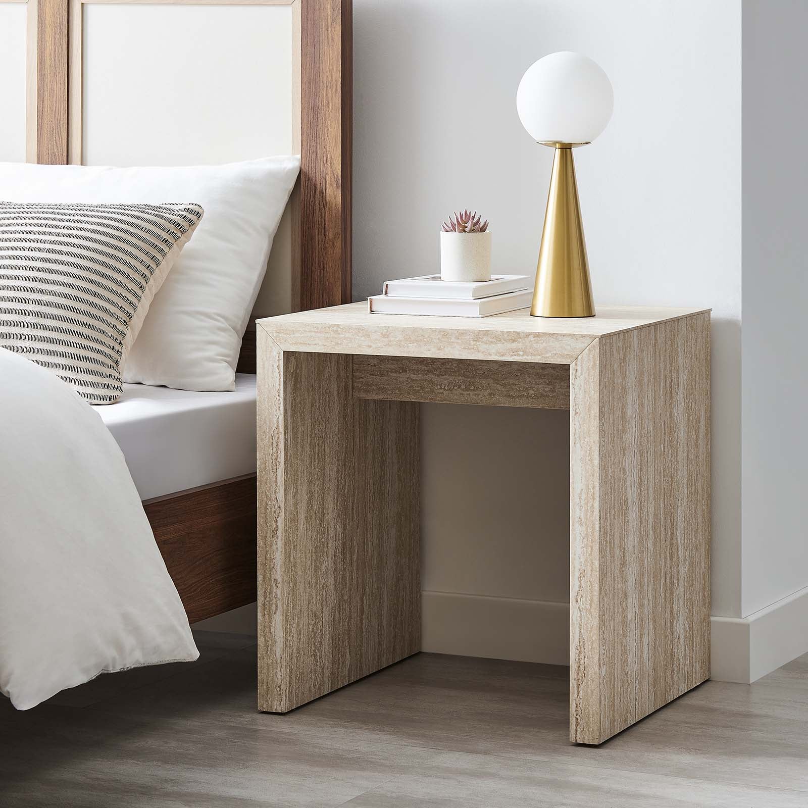 Mirella Faux Travertine Side Table By Modway - EEI-6772