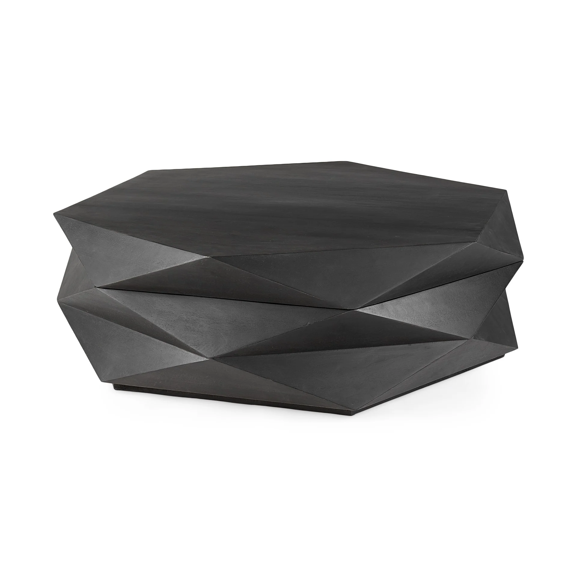 Mod Geometric Black Solid Wood Coffee Table By Homeroots