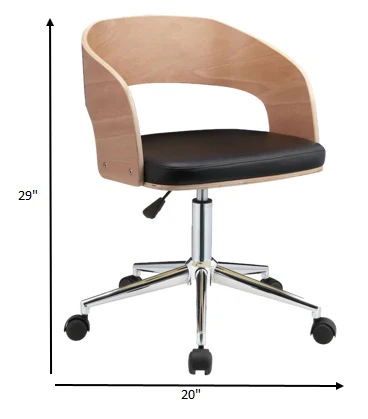 Mod Rolling Black Faux Leather Office Desk Chair By Homeroots - Image 8