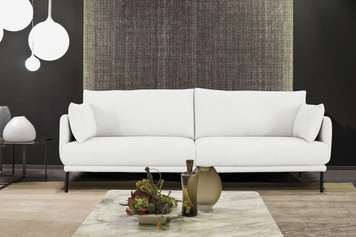 Modern 77" White and Black Fabric Loveseat By Homeroots - Image 3