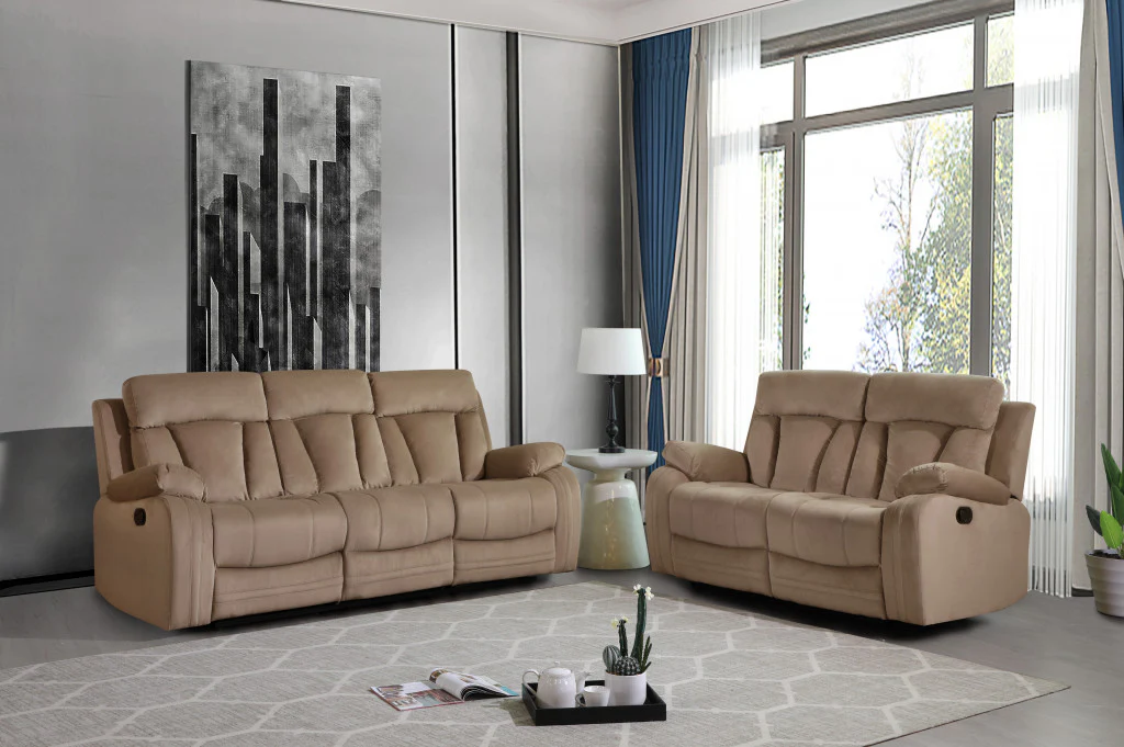 Modern Beige Leather Sofa And Loveseat By Homeroots - 343893 - Image 2