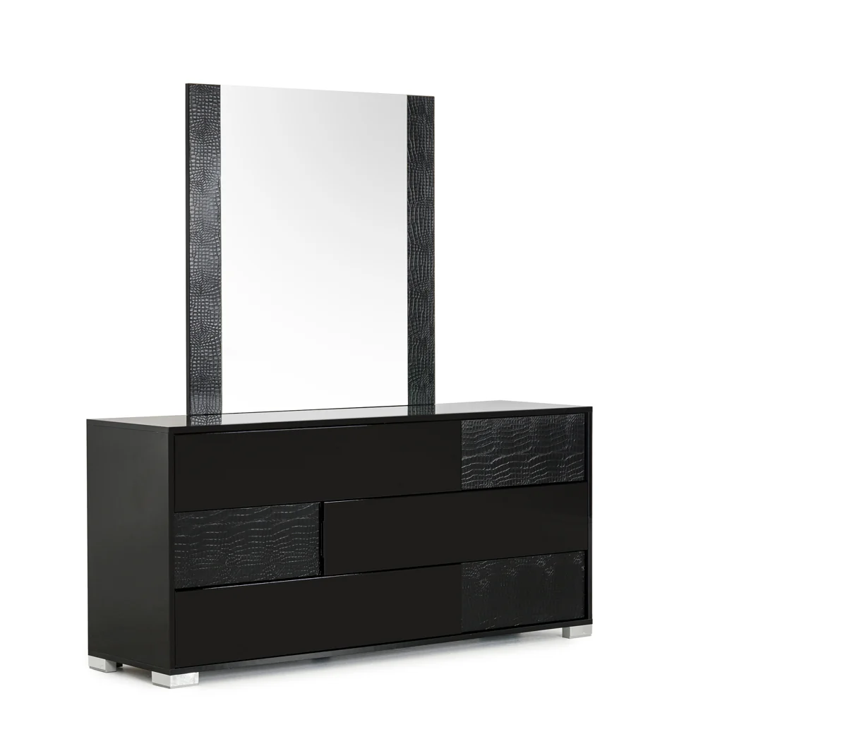 Modern Black Crocodile Finish 3 Drawer Dresser By Homeroots