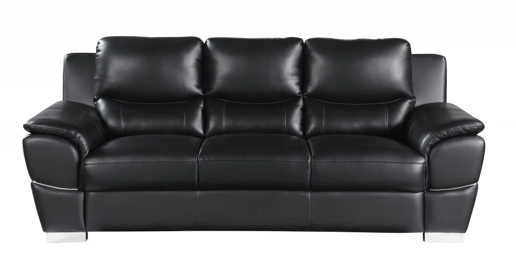 Modern Black Leather Sofa And Loveseat By Homeroots - 343860 - Image 4