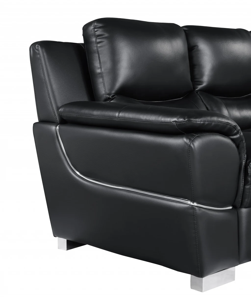 Modern Black Leather Sofa And Loveseat By Homeroots - 343860 - Image 5