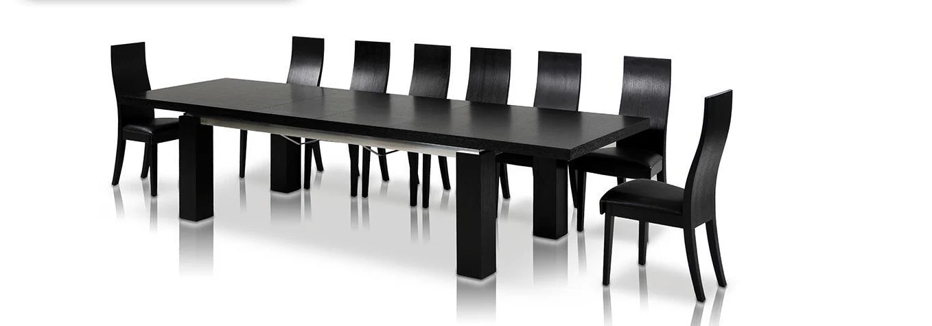 Modern Black Oak Finish Extendable Dining Table By Homeroots