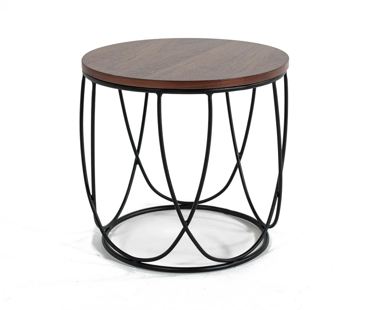 Modern Brown and Black Round Open Geo Base End Table By Homeroots