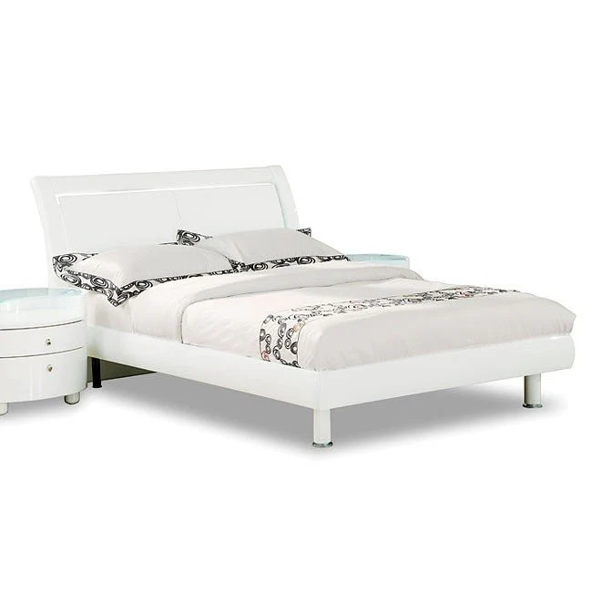Modern California King White High Gloss Bed By Homeroots - 343977