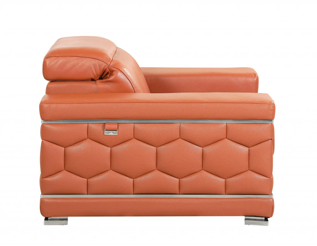 Modern Camel Leather Sofa And Loveseat By Homeroots - Image 5