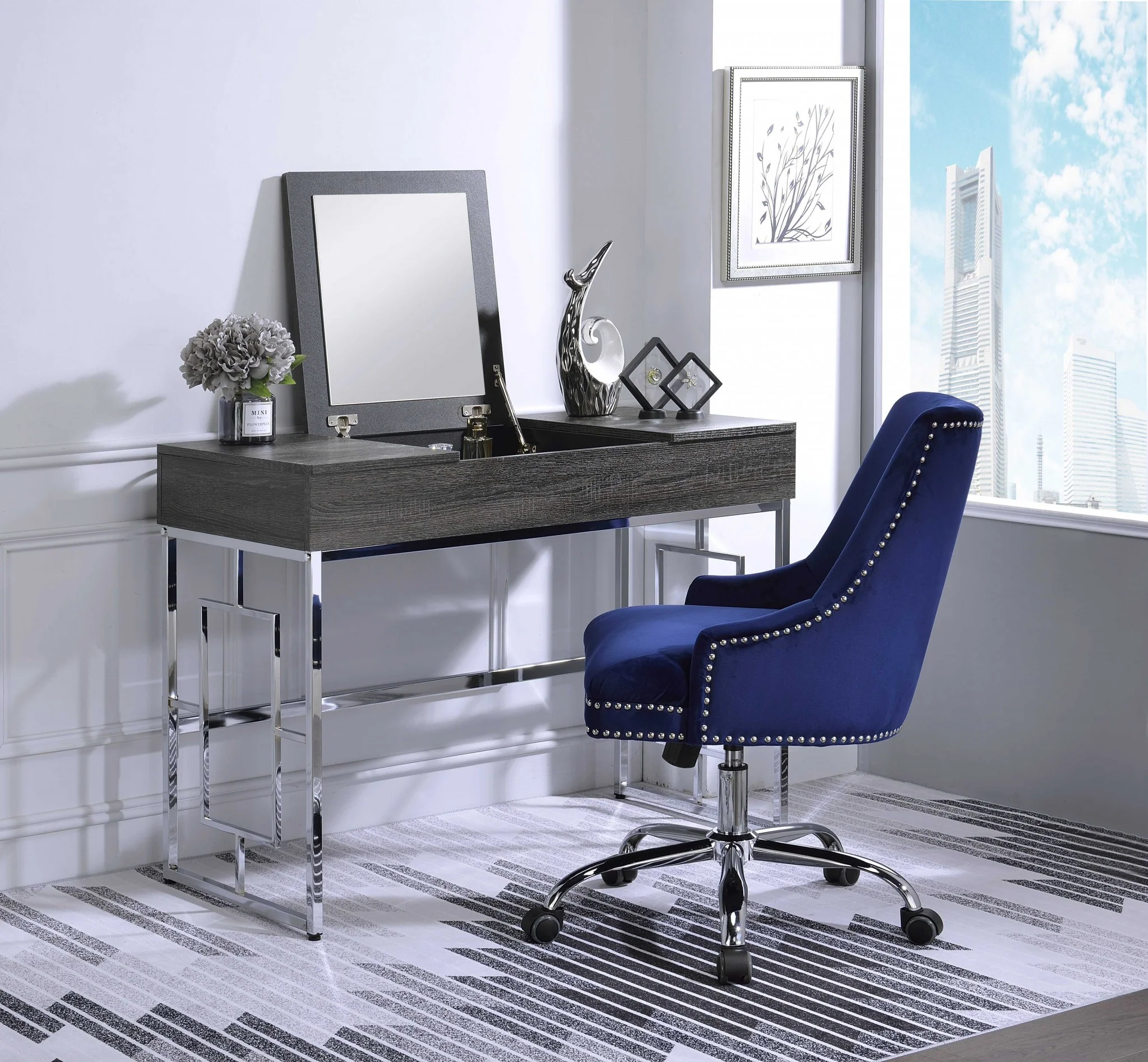 Modern Chic Whitewash Vanity Desk By Homeroots