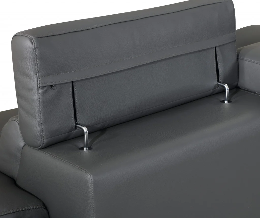 Modern Dark Gray Leather Sofa And Loveseat By Homeroots - 343866 - Image 5