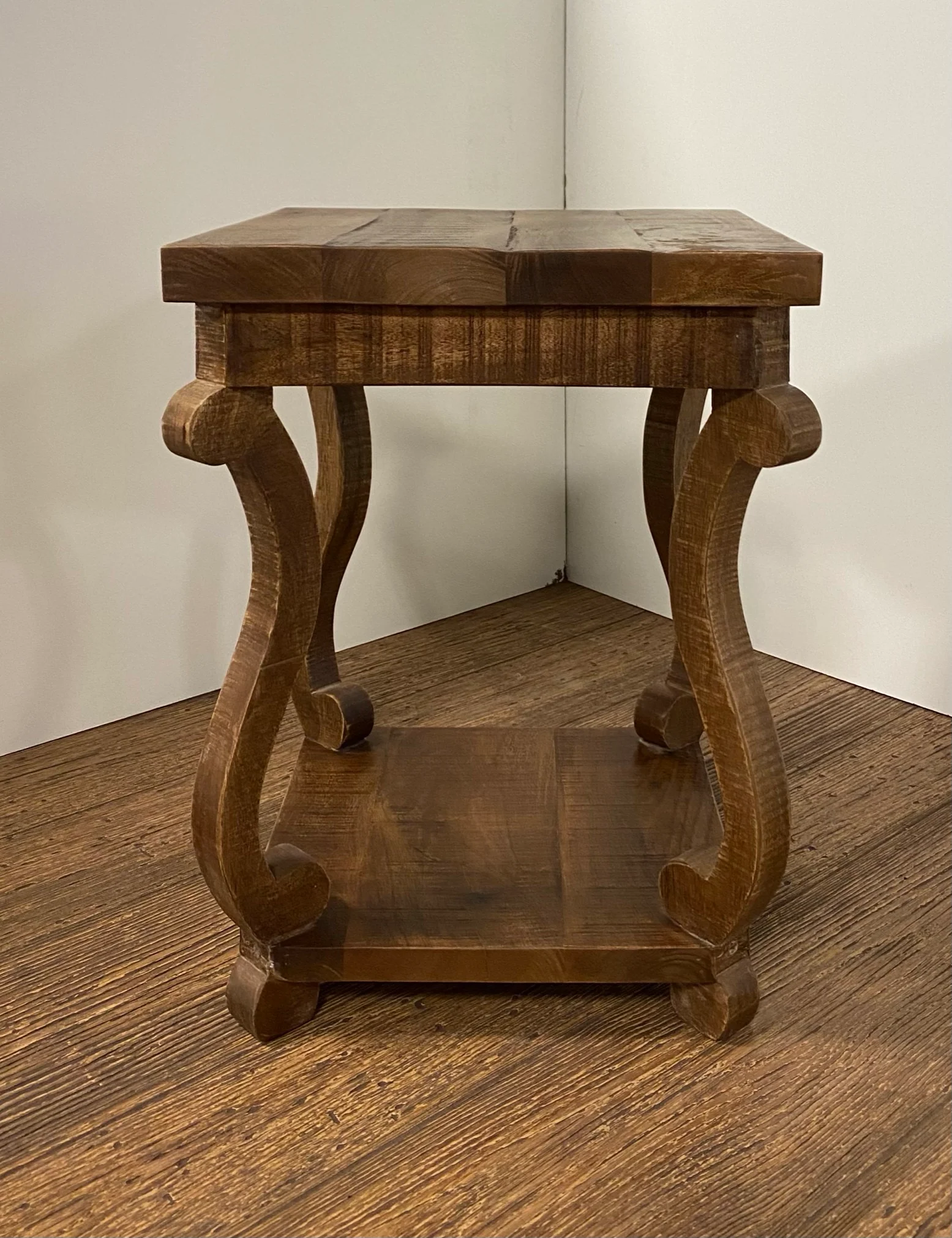 Modern Farmhouse Solid Wood Scroll End Table By Homeroots
