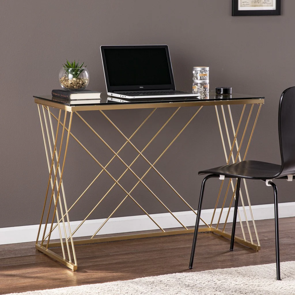 Modern Glass Top Desk By Homeroots