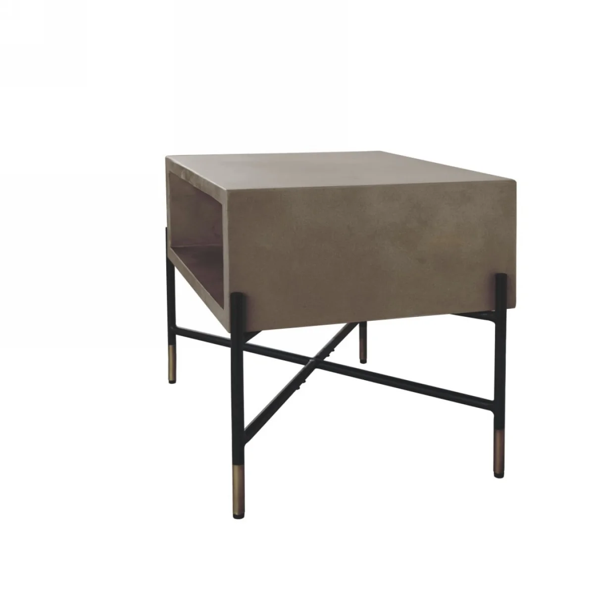 Modern Gray Concrete and Black Metal Coffee Table By Homeroots - Image 2