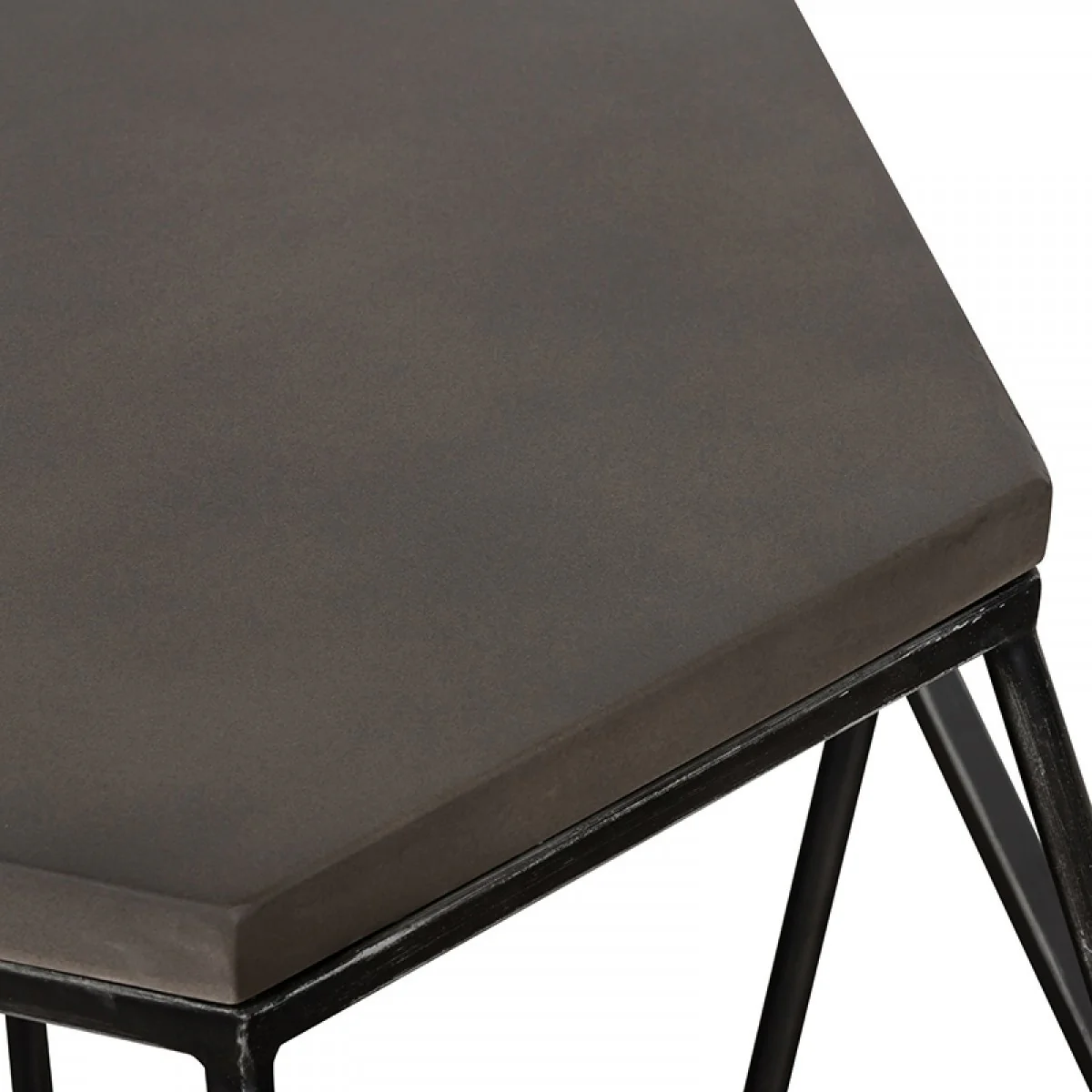 Modern Gray Concrete and Black Metal Hexagonal End Table By Homeroots - Image 4