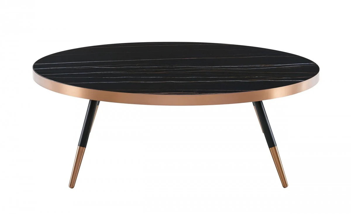 Modern Large Black and Gold Ceramic Coffee Table By Homeroots