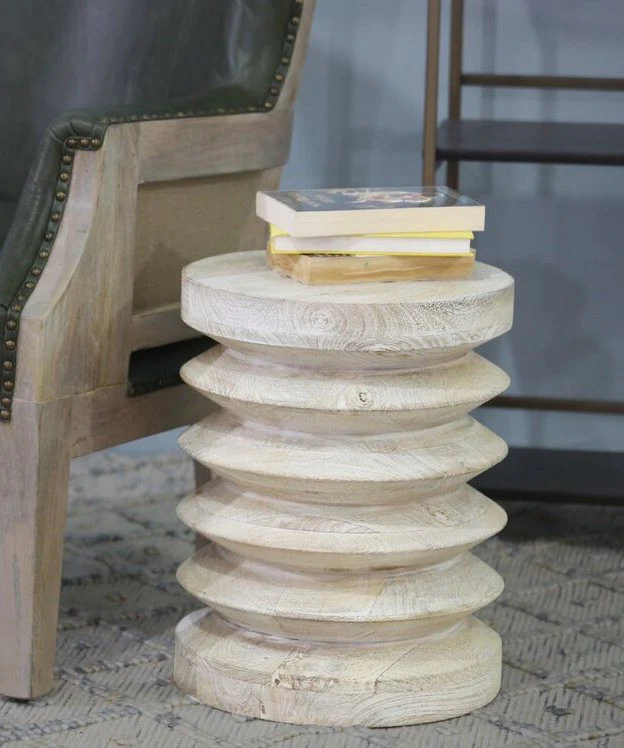 Modern Natural Mango Accordian Style Wood Side Table By Homeroots